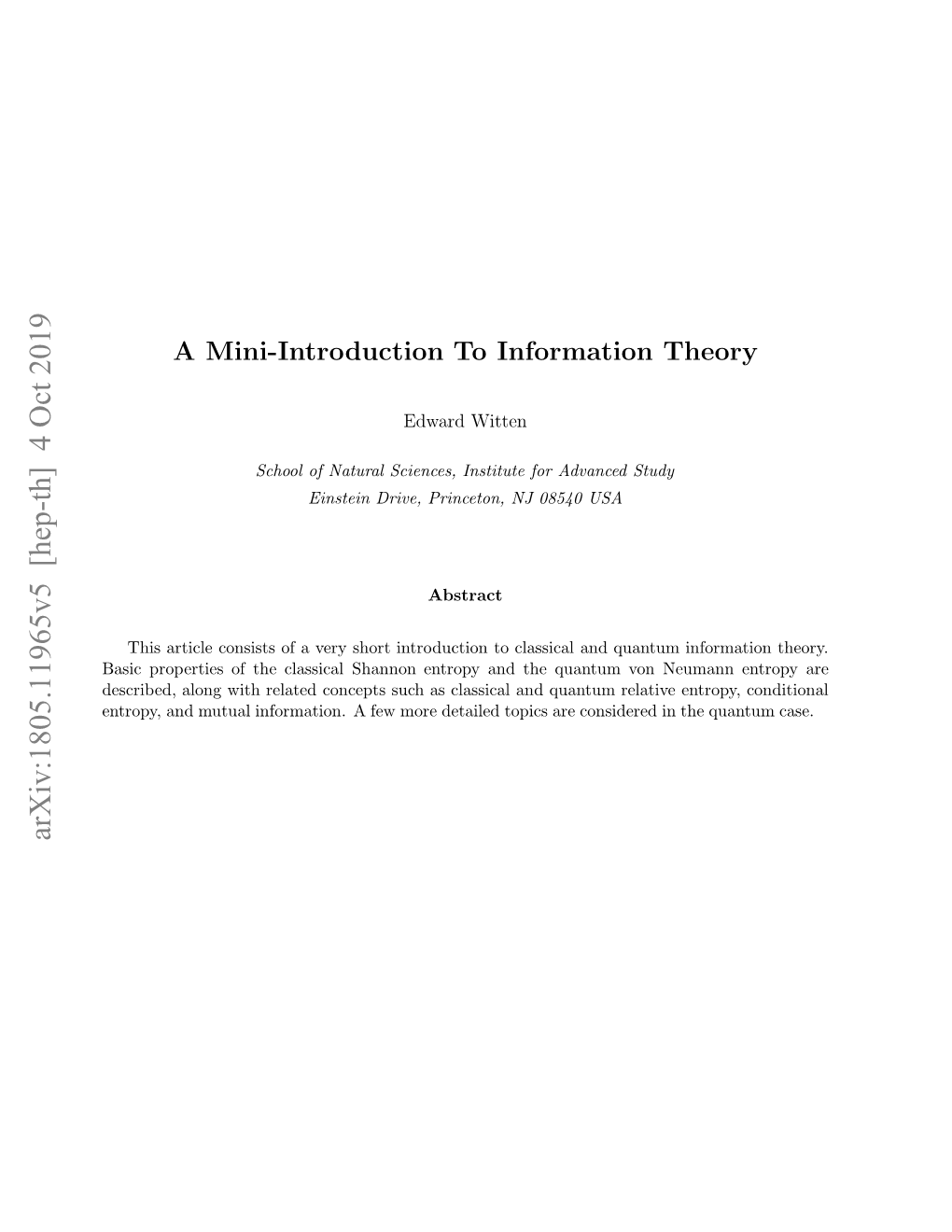 A Mini-Introduction to Information Theory