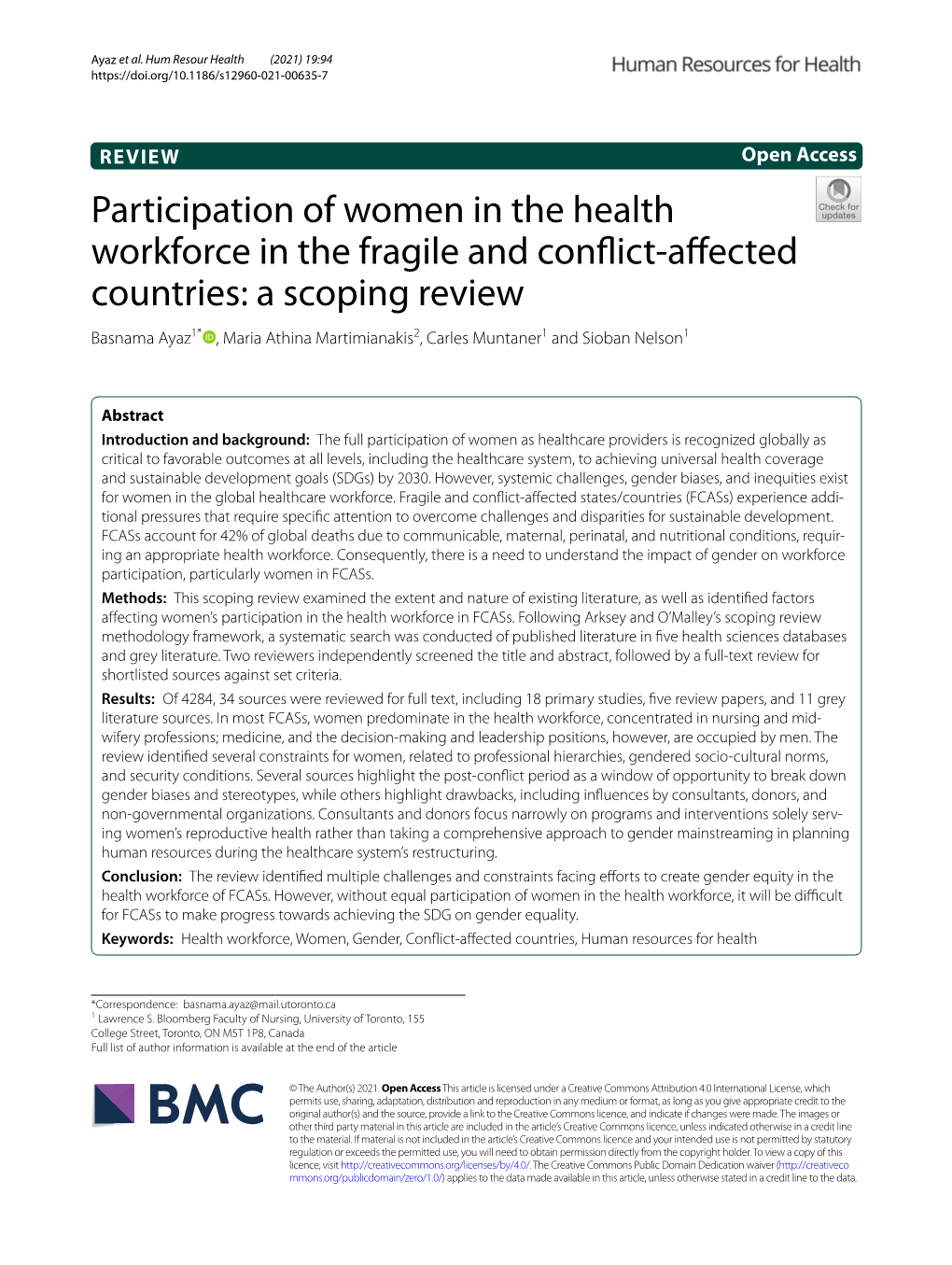 Participation of Women in the Health