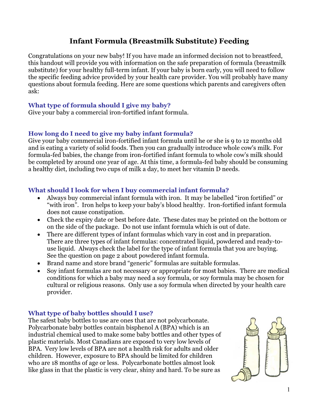 Infant Formula (Breastmilk Substitute) Feeding