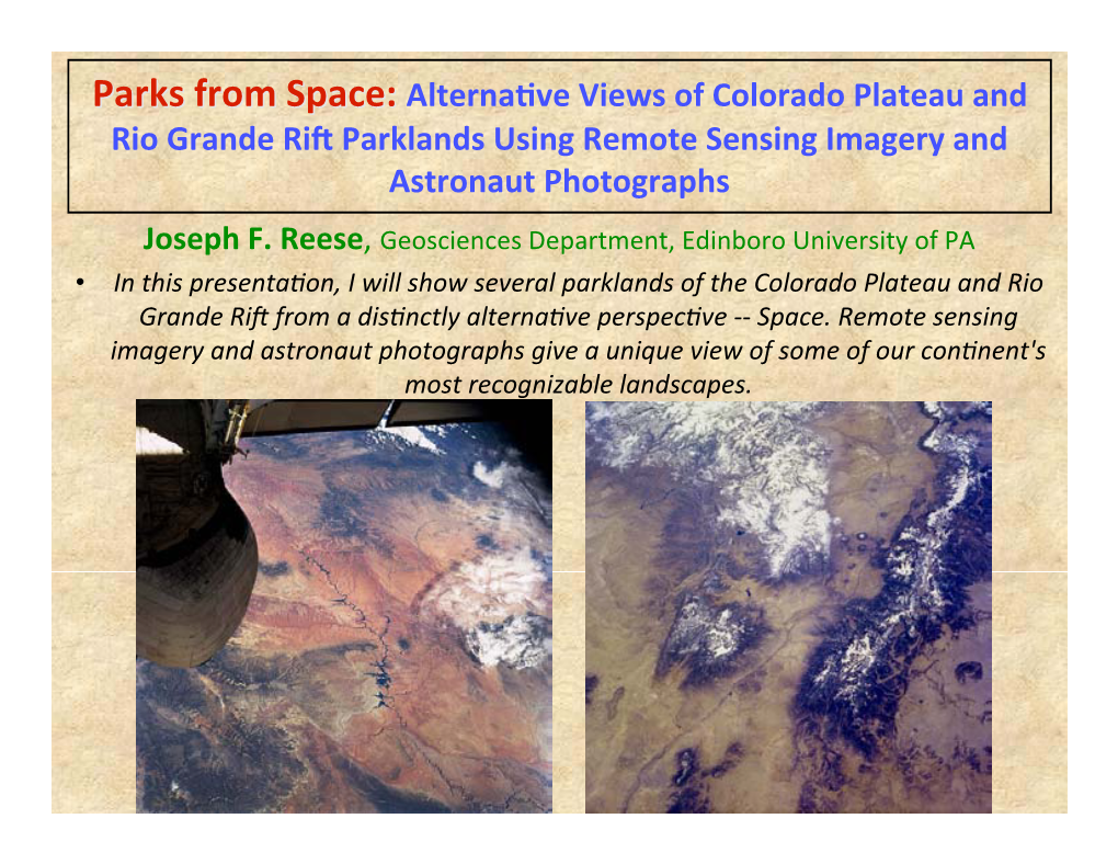 Alterna`Ve Views of Colorado Plateau and Rio Grande Rift