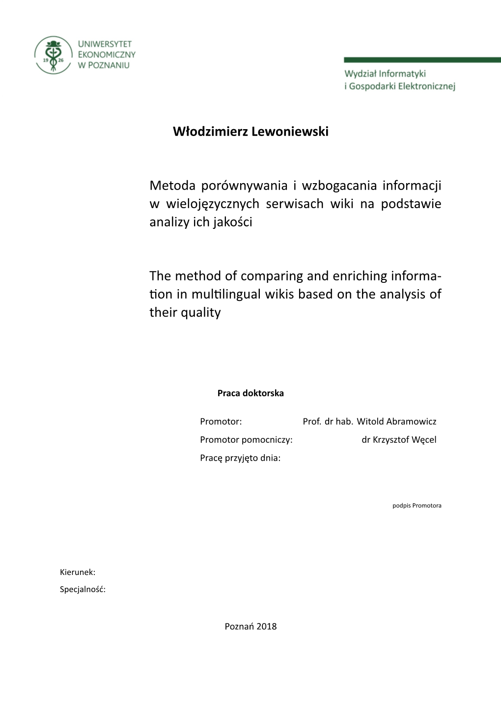 Włodzimierz Lewoniewski Metoda Porównywania I Wzbogacania