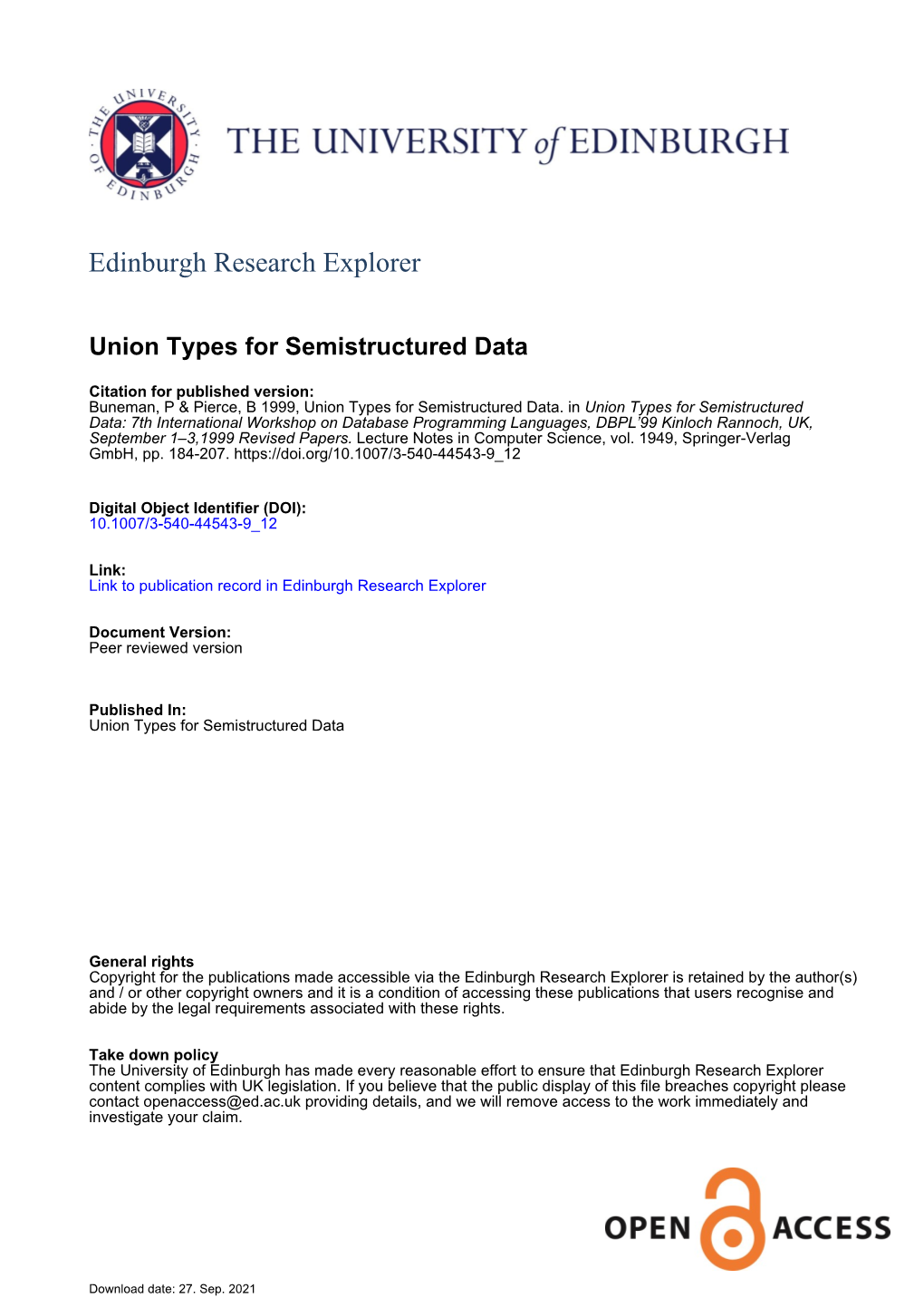 Union Types for Semistructured Data