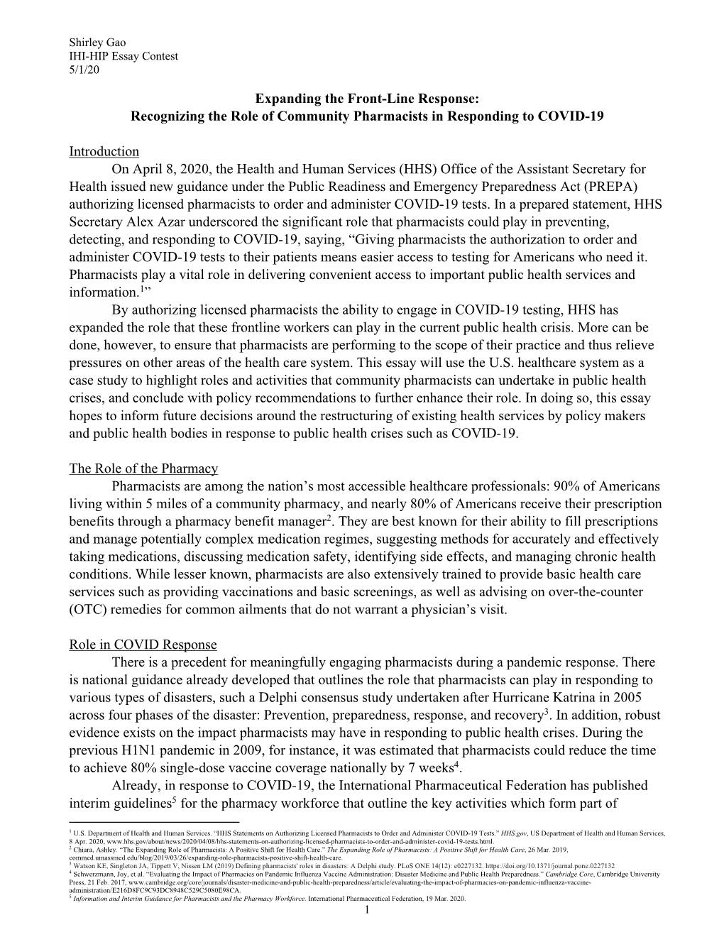 Recognizing the Role of Community Pharmacists in Responding to COVID-19