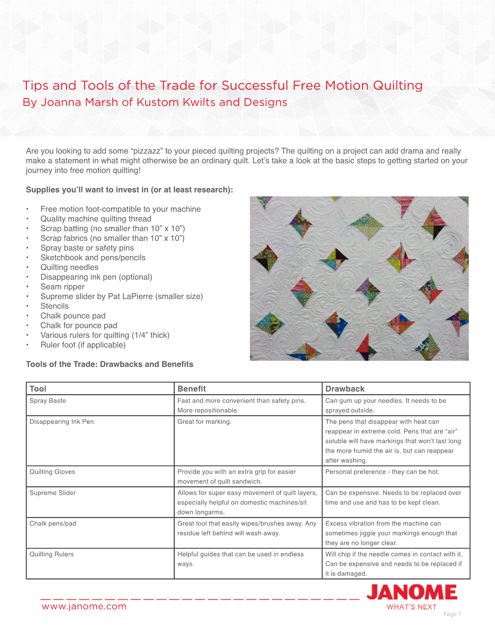 Free Motion Quilting by Joanna Marsh of Kustom Kwilts and Designs