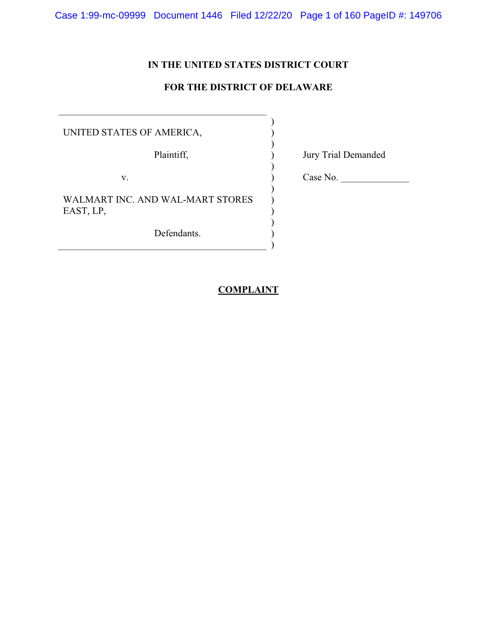 Case 1:99-Mc-09999 Document 1446 Filed 12/22/20 Page 1 of 160 Pageid #: 149706