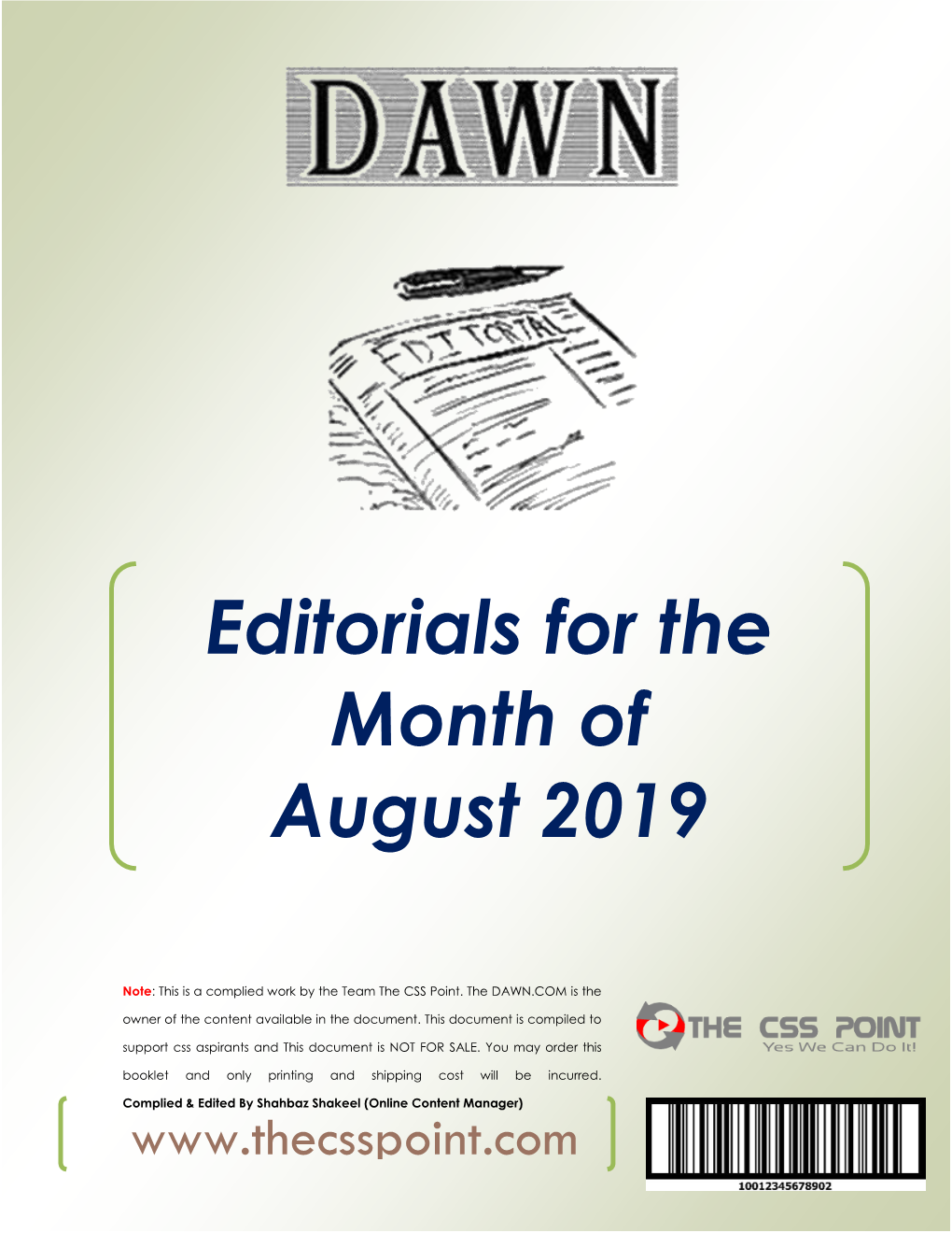 Editorials for the Month of August 2019