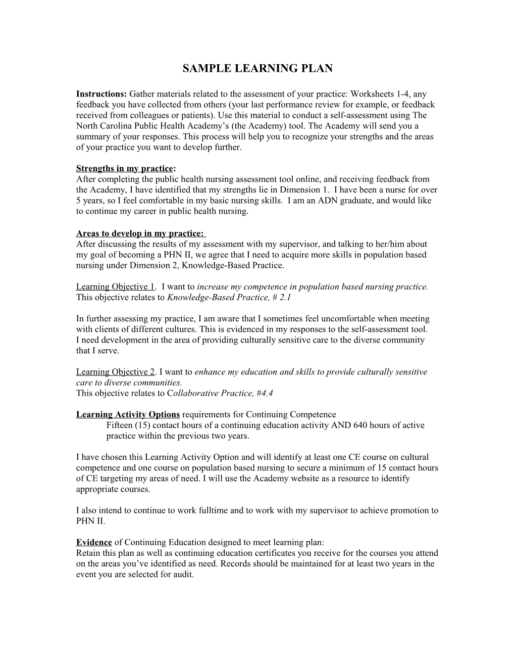 LEARNING PLAN Worksheet 5