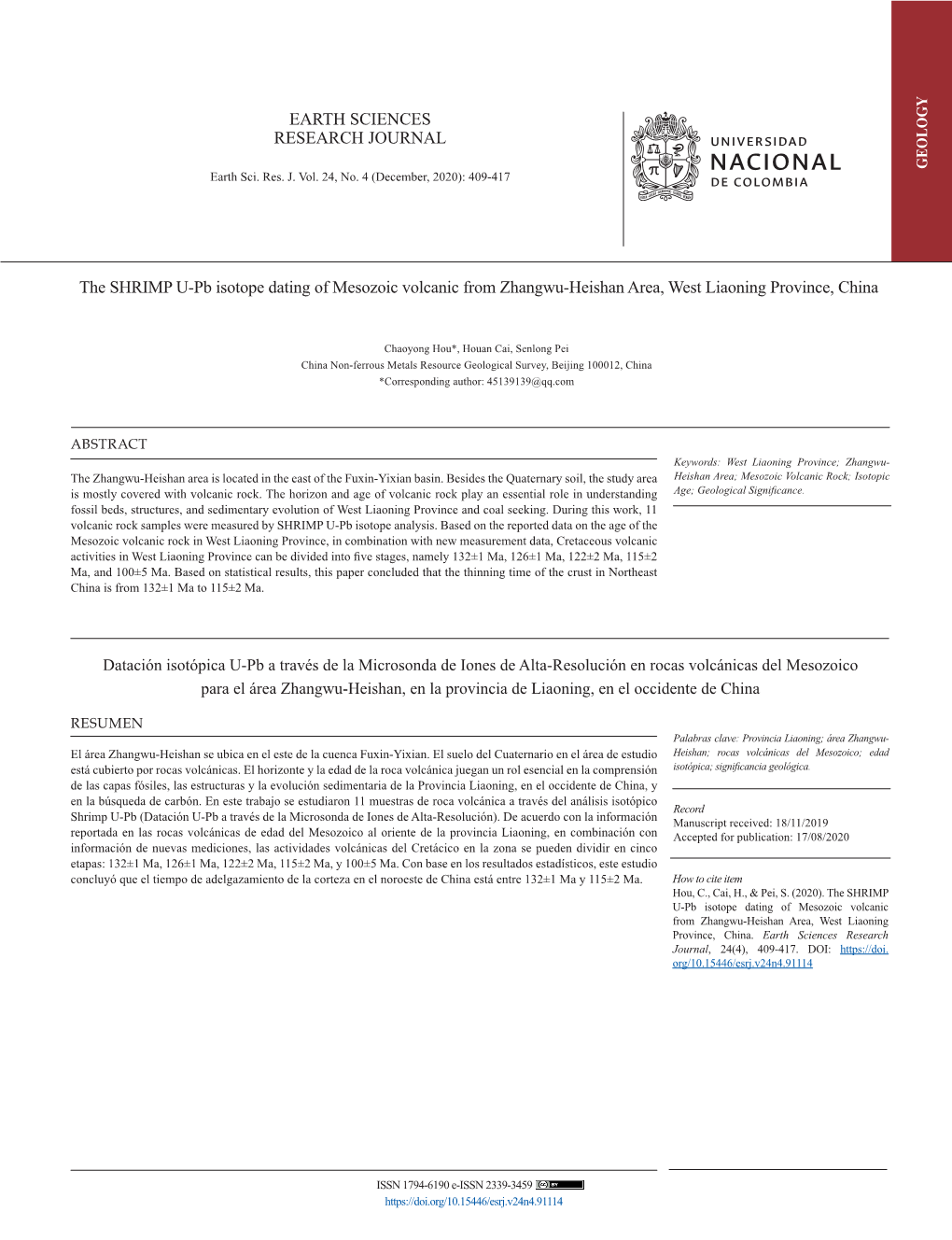 The SHRIMP U-Pb Isotope Dating of Mesozoic Volcanic from Zhangwu-Heishan Area, West Liaoning Province, China