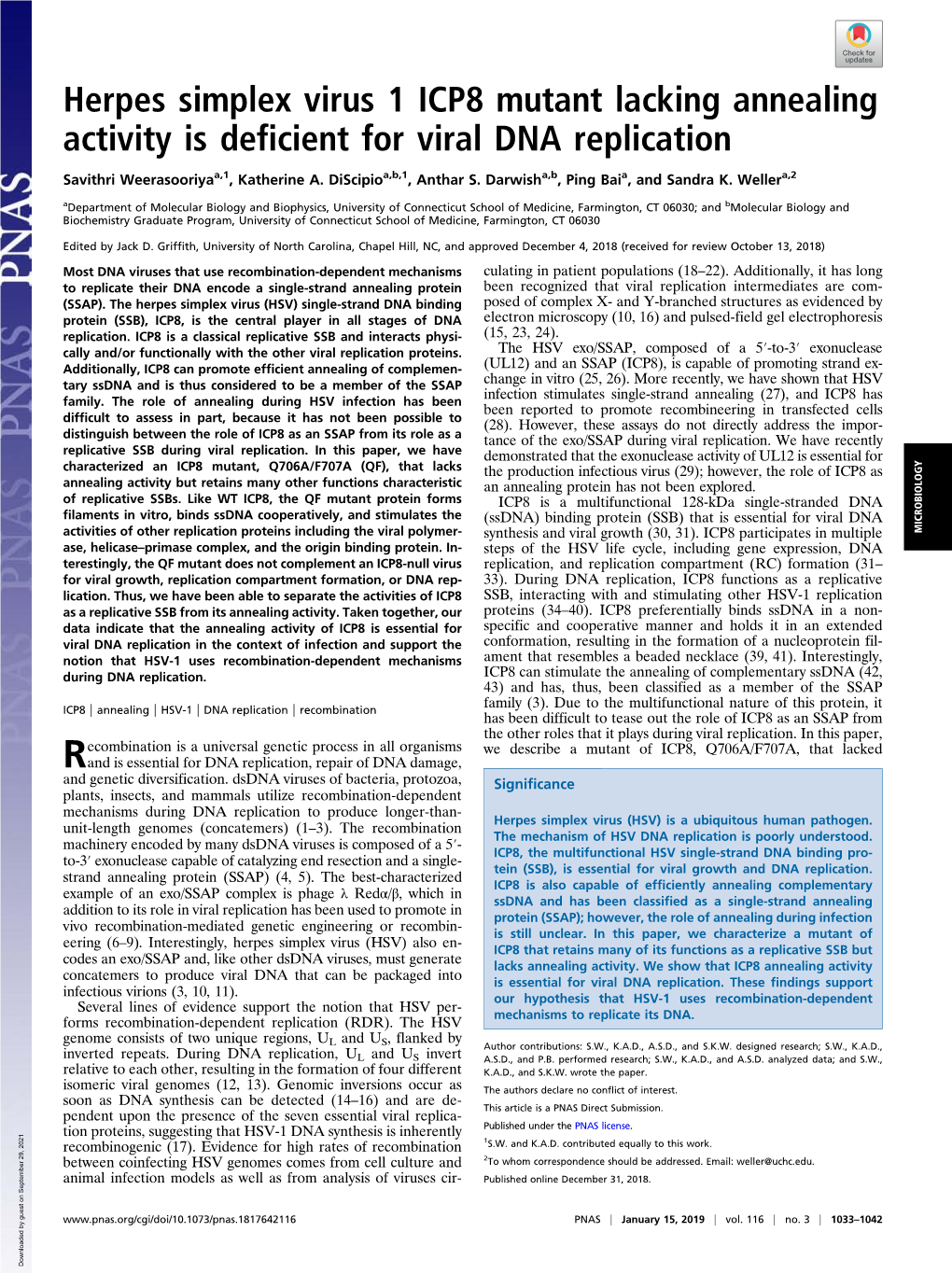 Herpes Simplex Virus 1 ICP8 Mutant Lacking Annealing Activity Is Deficient for Viral DNA Replication