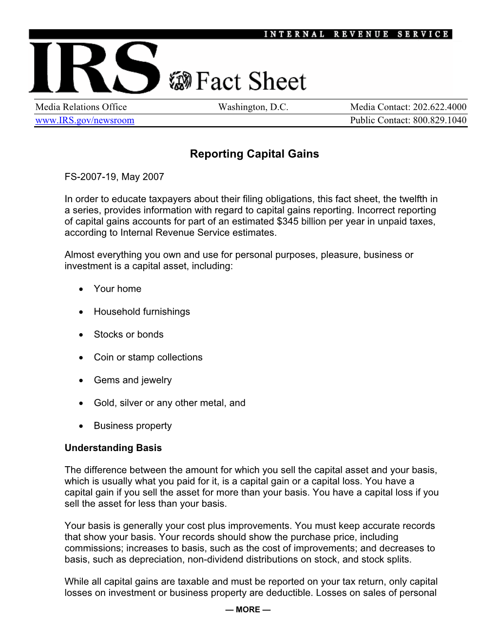 Reporting Capital Gains