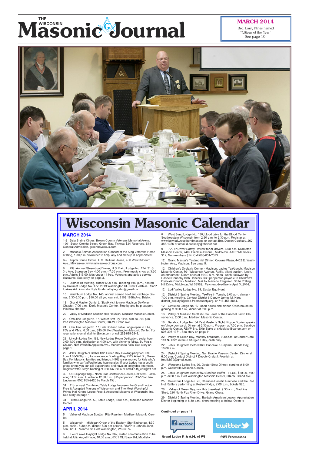 The Wisconsin Masonic Journal, Publication Number 011-551 (ISSN No