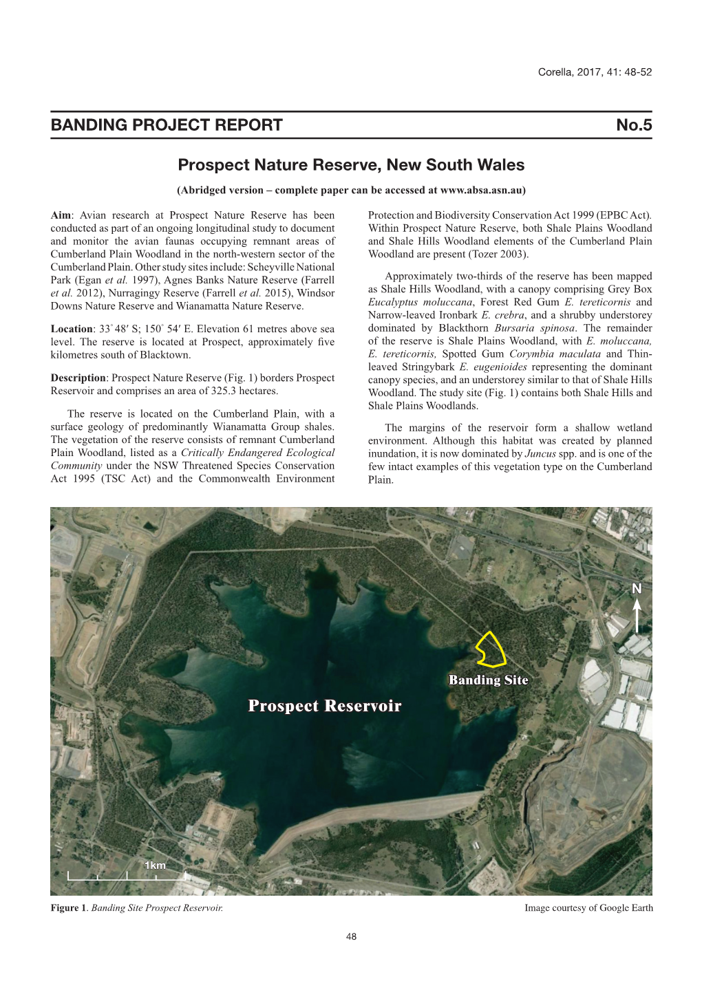 BANDING PROJECT REPORT No.5 Prospect Nature Reserve, New