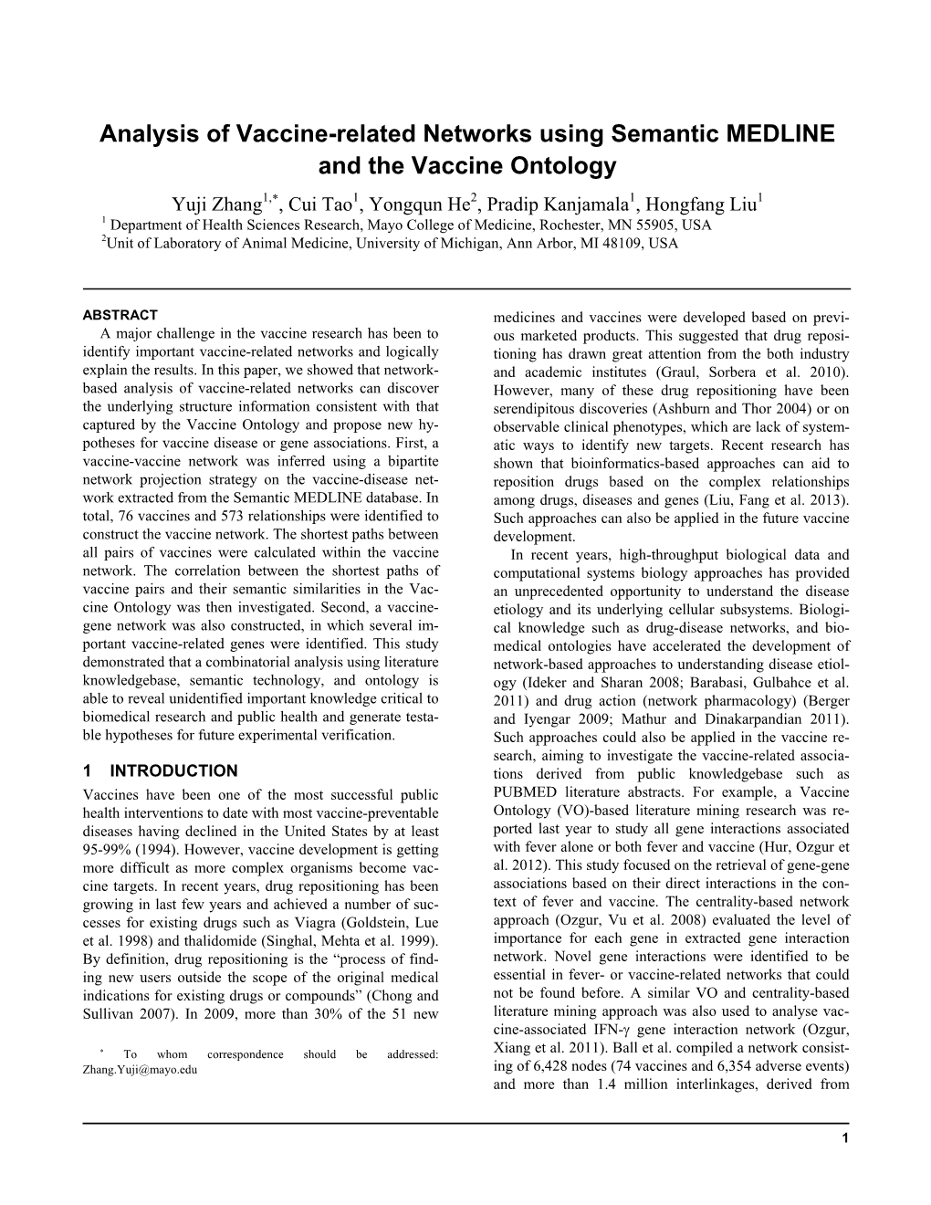 Analysis of Vaccine-Related Networks Using Semantic MEDLINE and the Vaccine Ontology