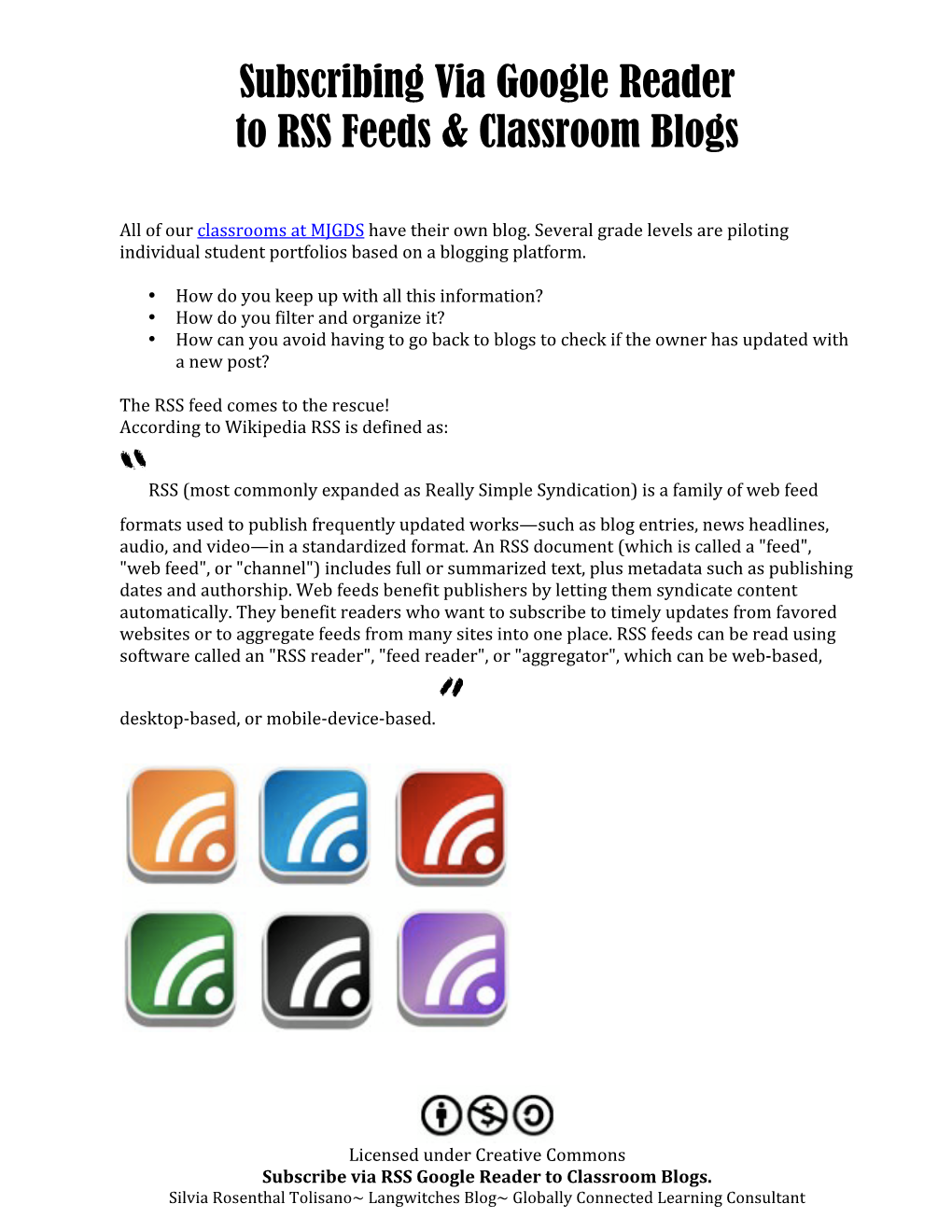 Subscribing Via Google Reader to RSS Feeds & Classroom Blogs