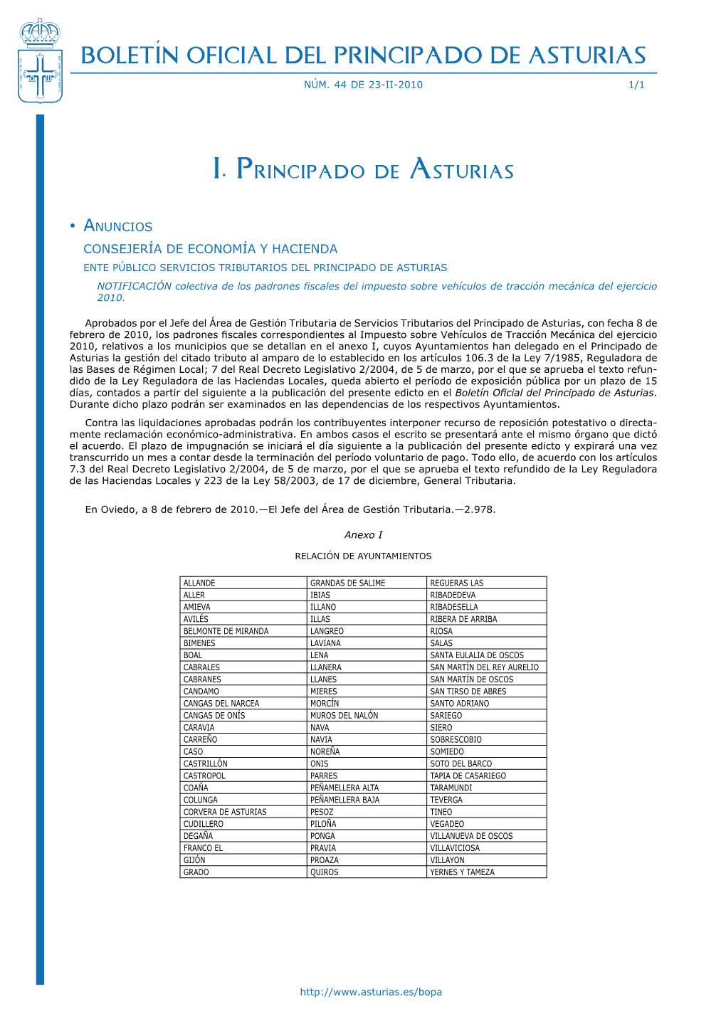 Boletín Oficial Del Principado De Asturias