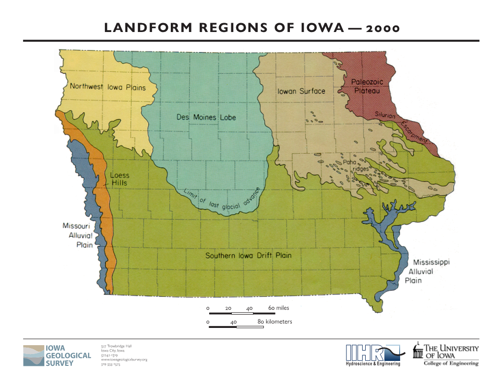 Landform Regions of Iowa — 2000