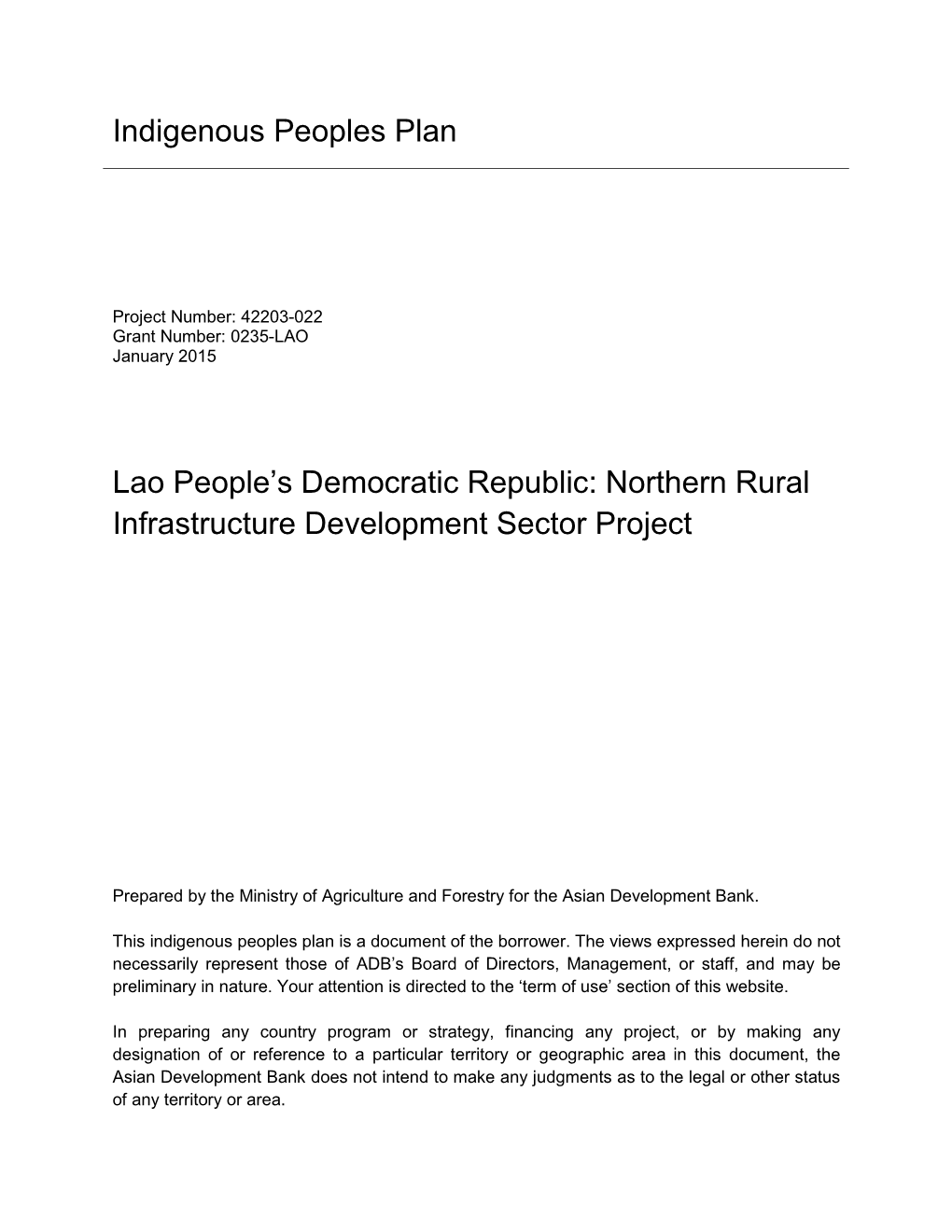 42203-022: Northern Rural Infrastructure Development Sector