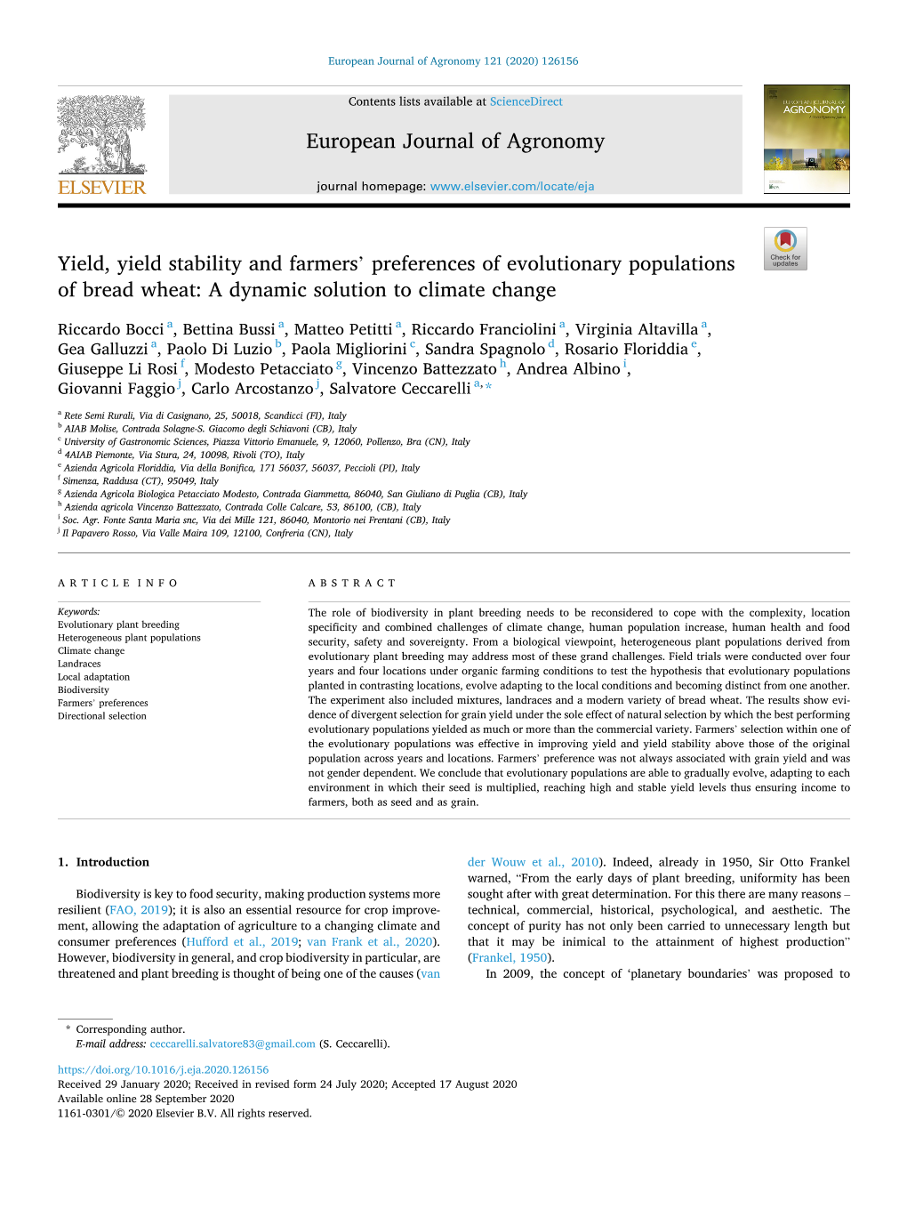 Yield, Yield Stability and Farmers' Preferences of Evolutionary