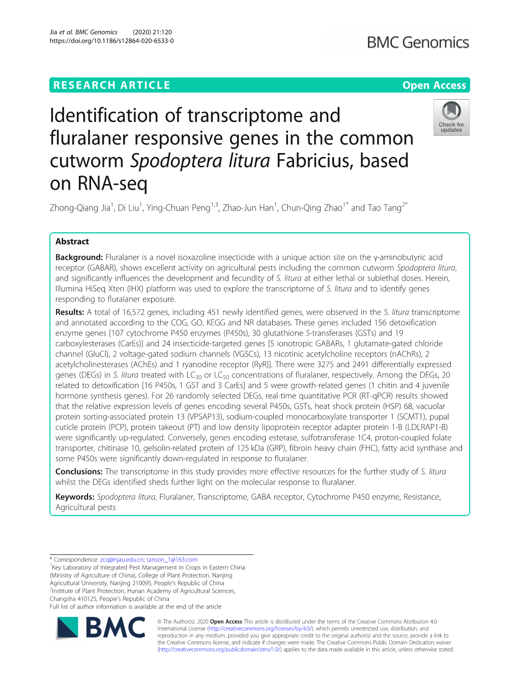 Identification of Transcriptome and Fluralaner Responsive Genes in The