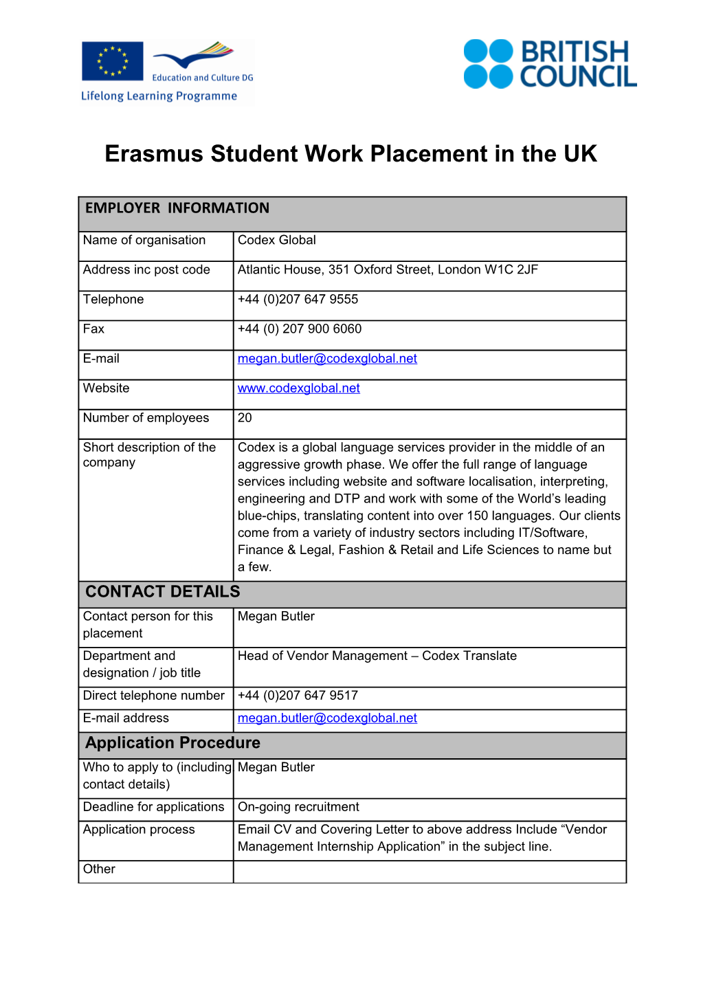 Erasmus Student Work Placement in the UK s2