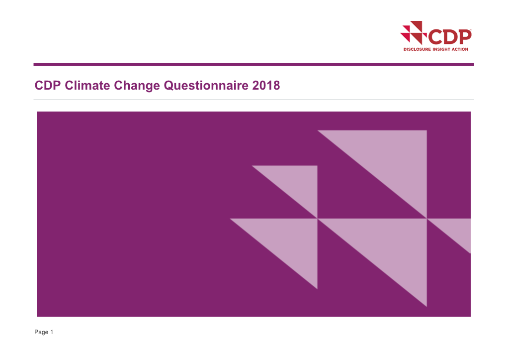 CDP Climate Change Questionnaire 2018