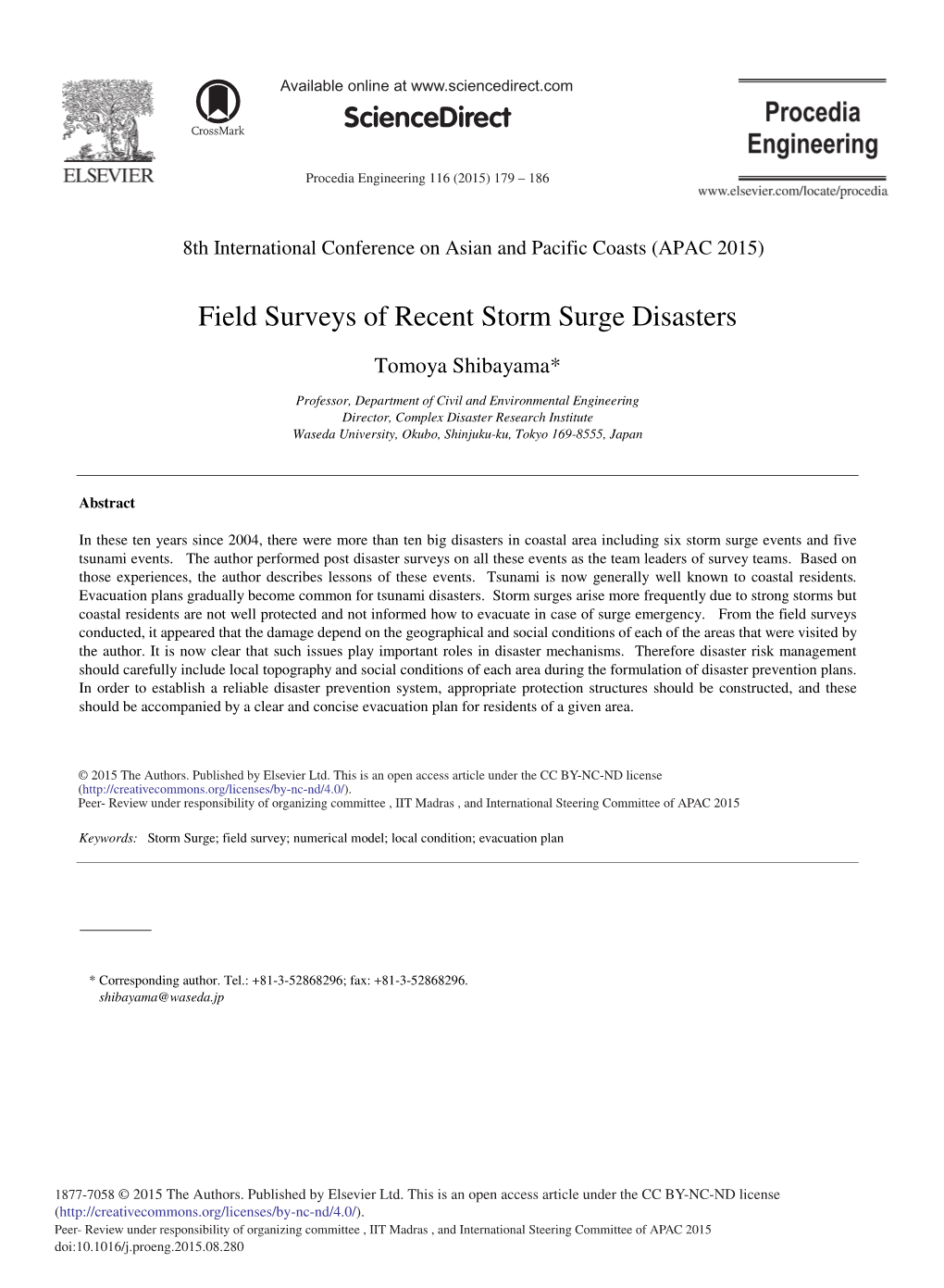 Field Surveys of Recent Storm Surge Disasters