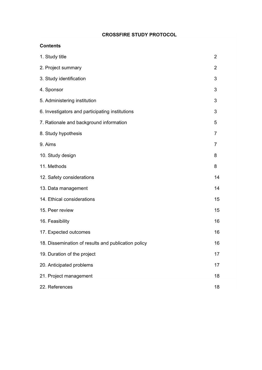 Crossfire Study Protocol