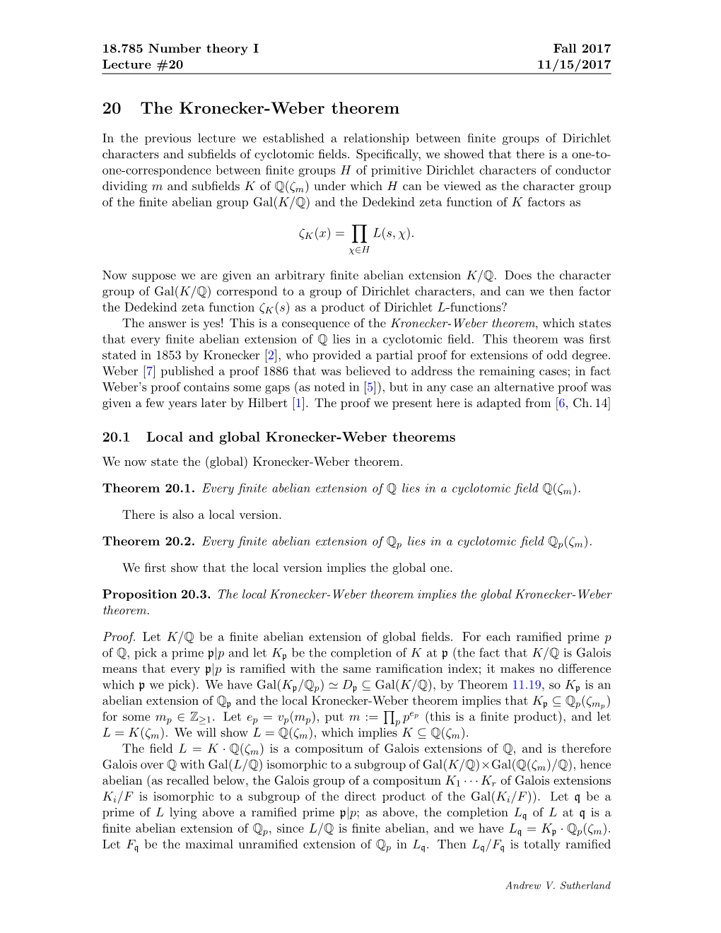 The Kronecker-Weber Theorem