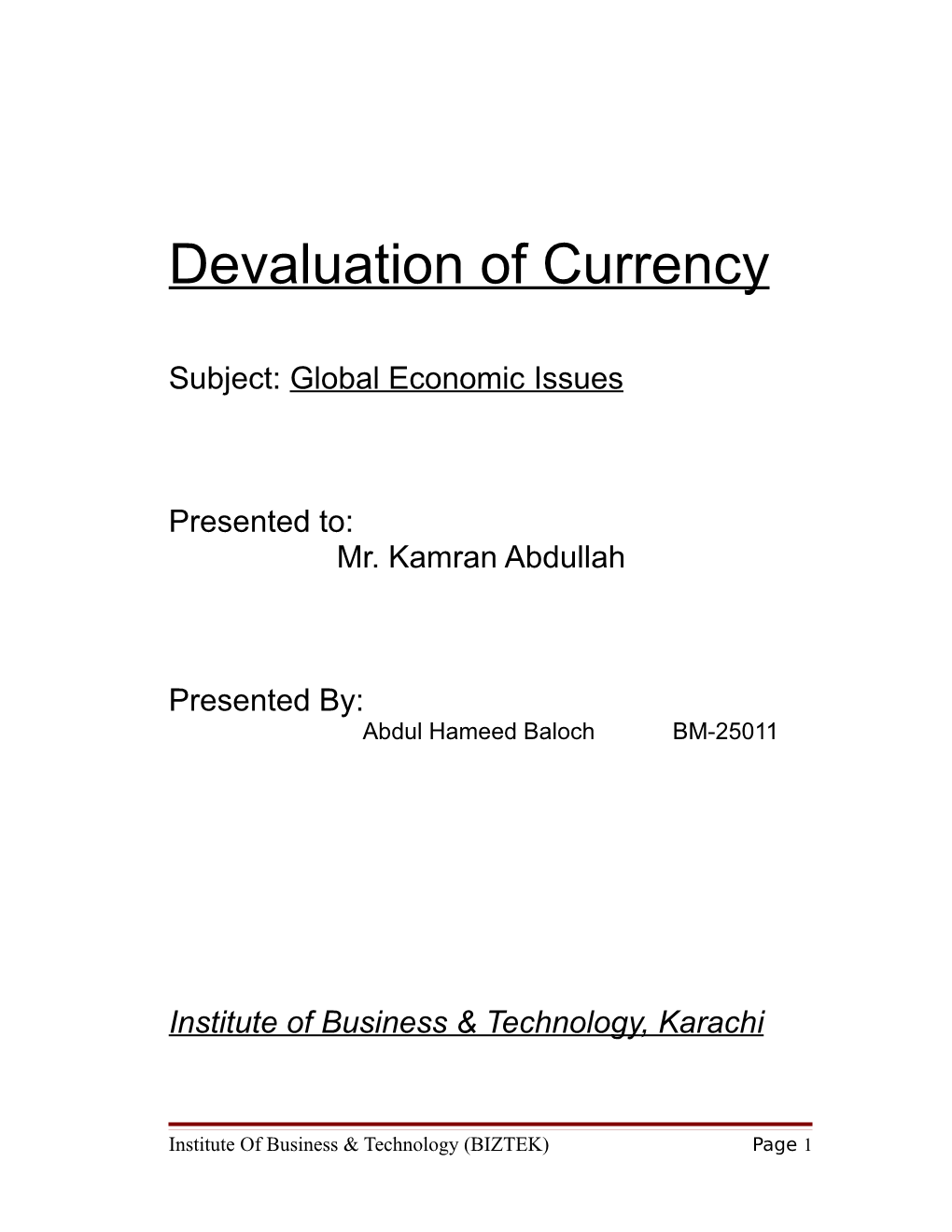 Devaluation of Currency