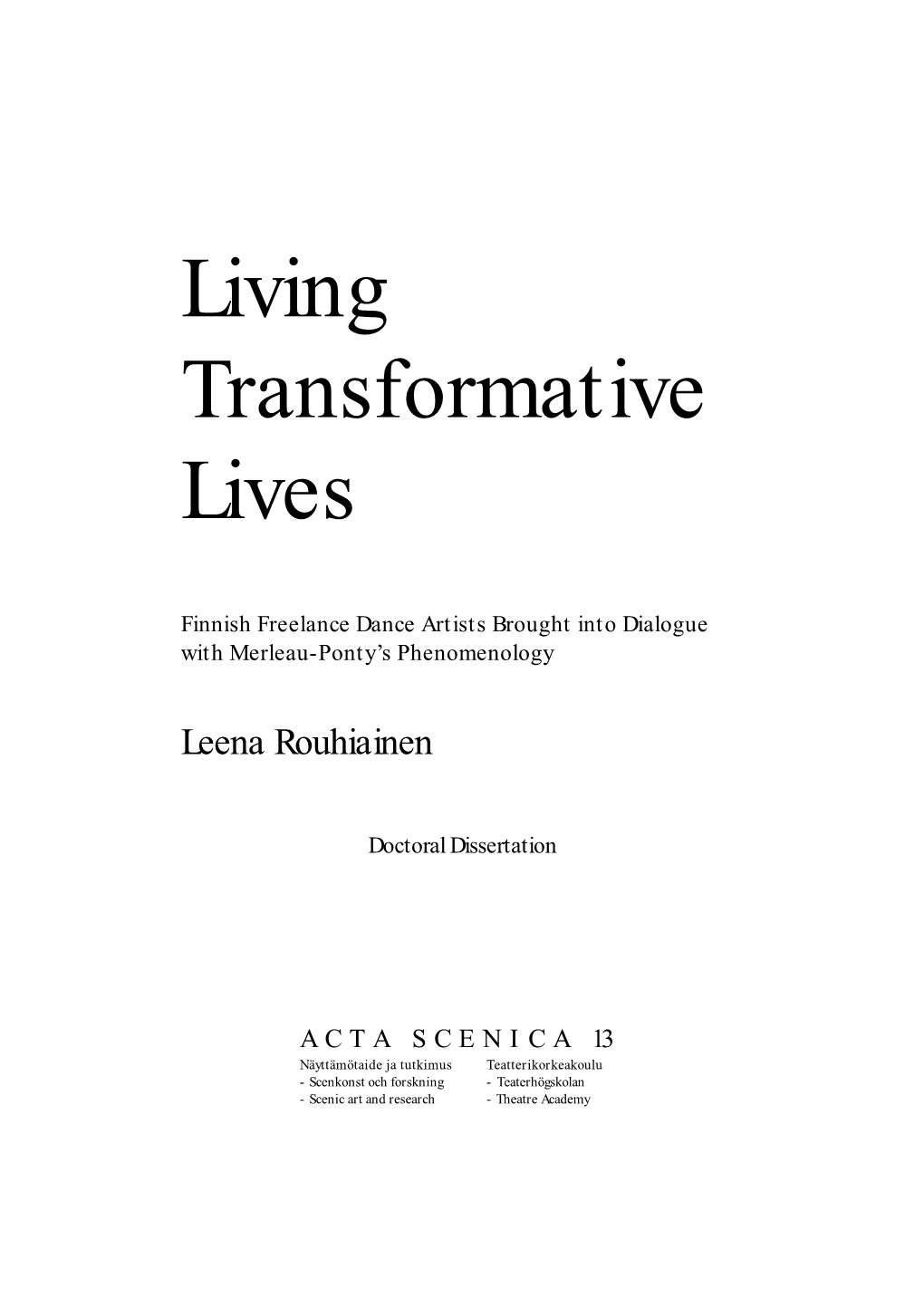 Living Transformative Lives