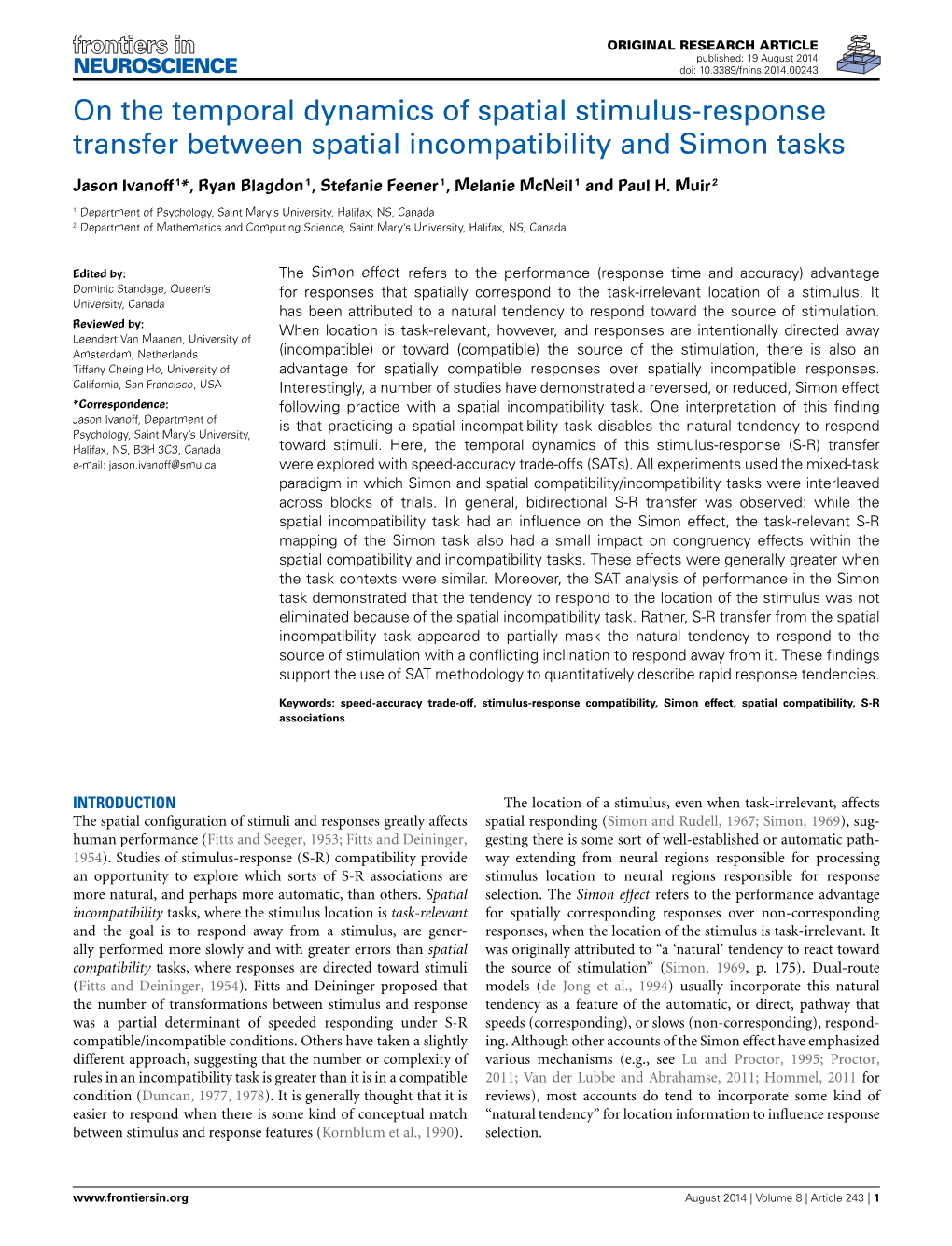 On the Temporal Dynamics of Spatial Stimulus-Response Transfer Between Spatial Incompatibility and Simon Tasks