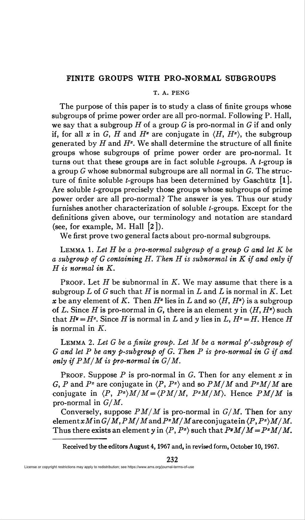 Finite Groups with Pro-Normal Subgroups