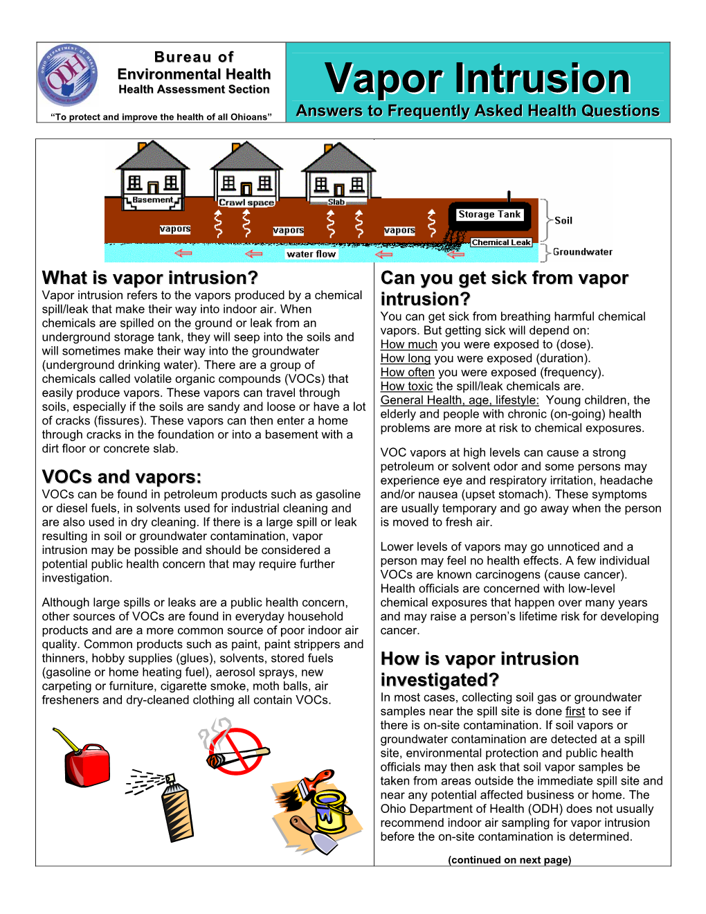 Vapor Intrusion? Can You Get Sick from Vapor Vapor Intrusion Refers to the Vapors Produced by a Chemical Intrusion? Spill/Leak That Make Their Way Into Indoor Air