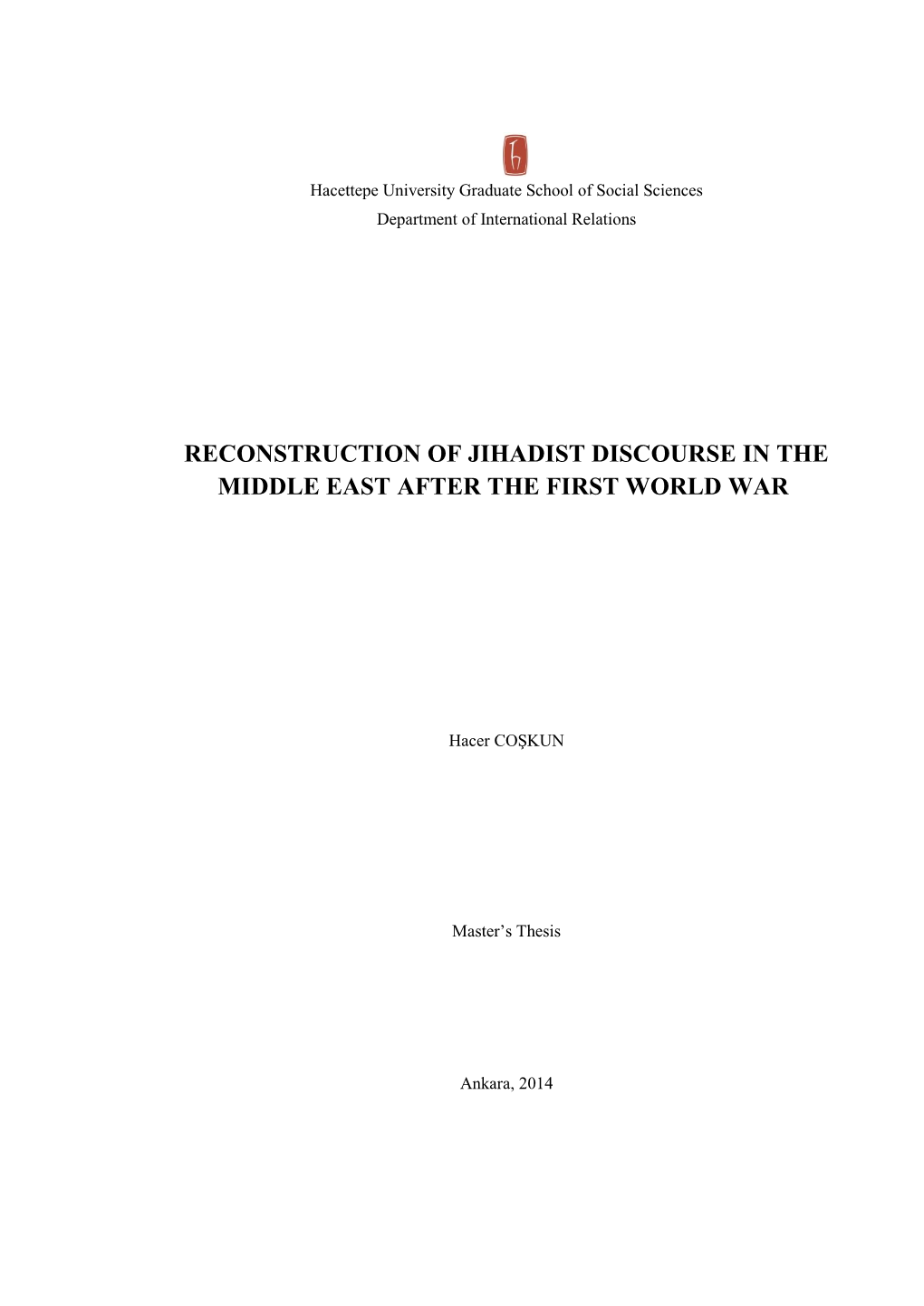 Reconstruction of Jihadist Discourse in the Middle East After the First World War