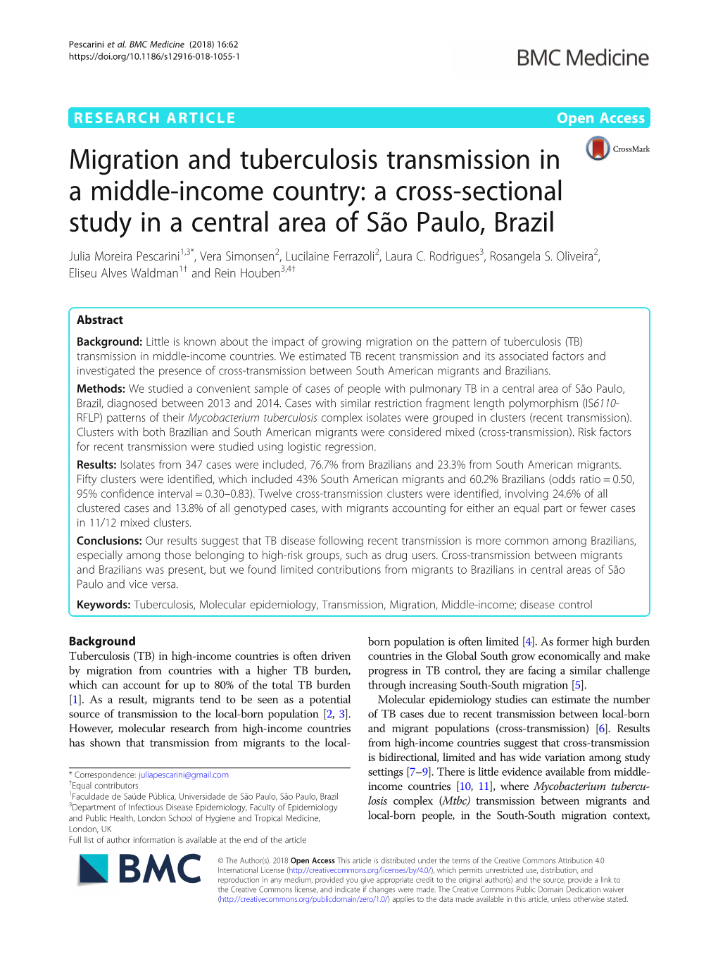 Migration and Tuberculosis Transmission in A