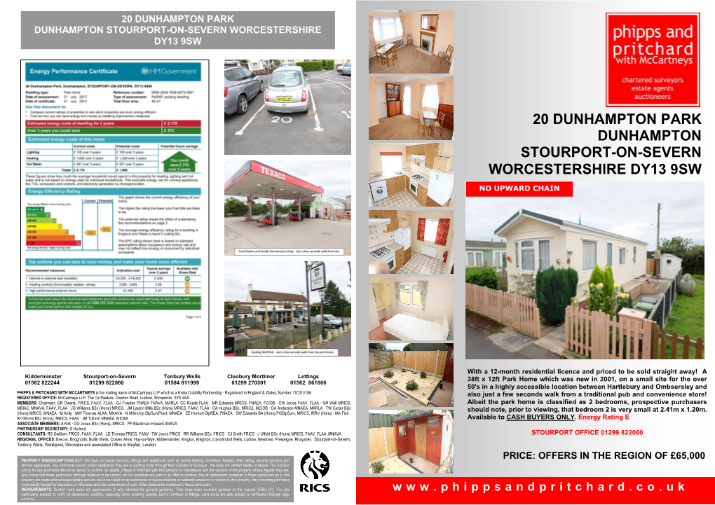 20 Dunhampton Park Dunhampton Stourport-On-Severn Worcestershire Dy13 9Sw