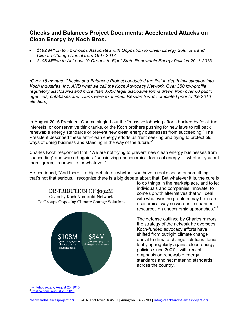 Accelerated Attacks on Clean Energy by Koch Bros