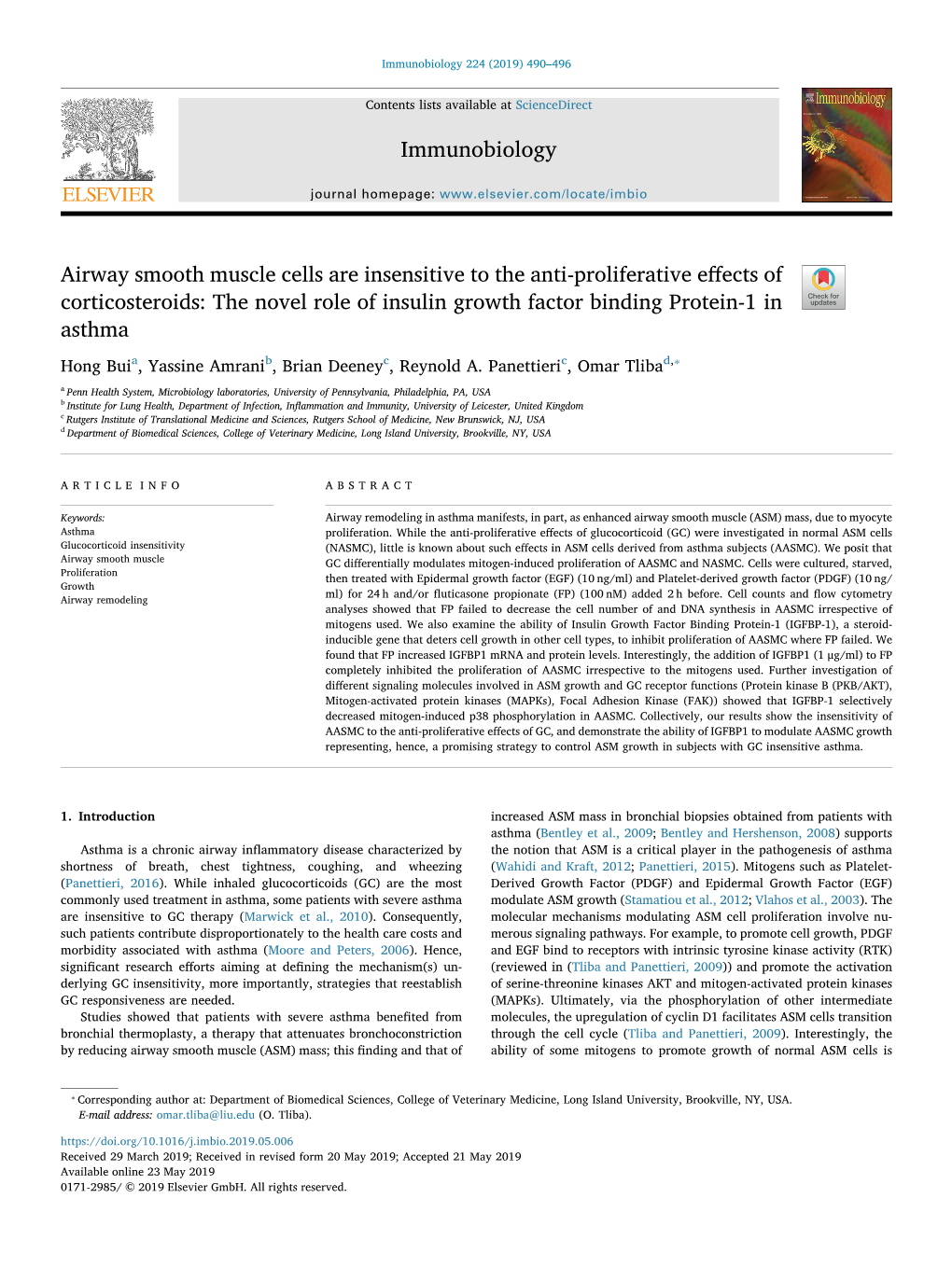 Airway Smooth Muscle Cells Are Insensitive to the Anti-Proliferative