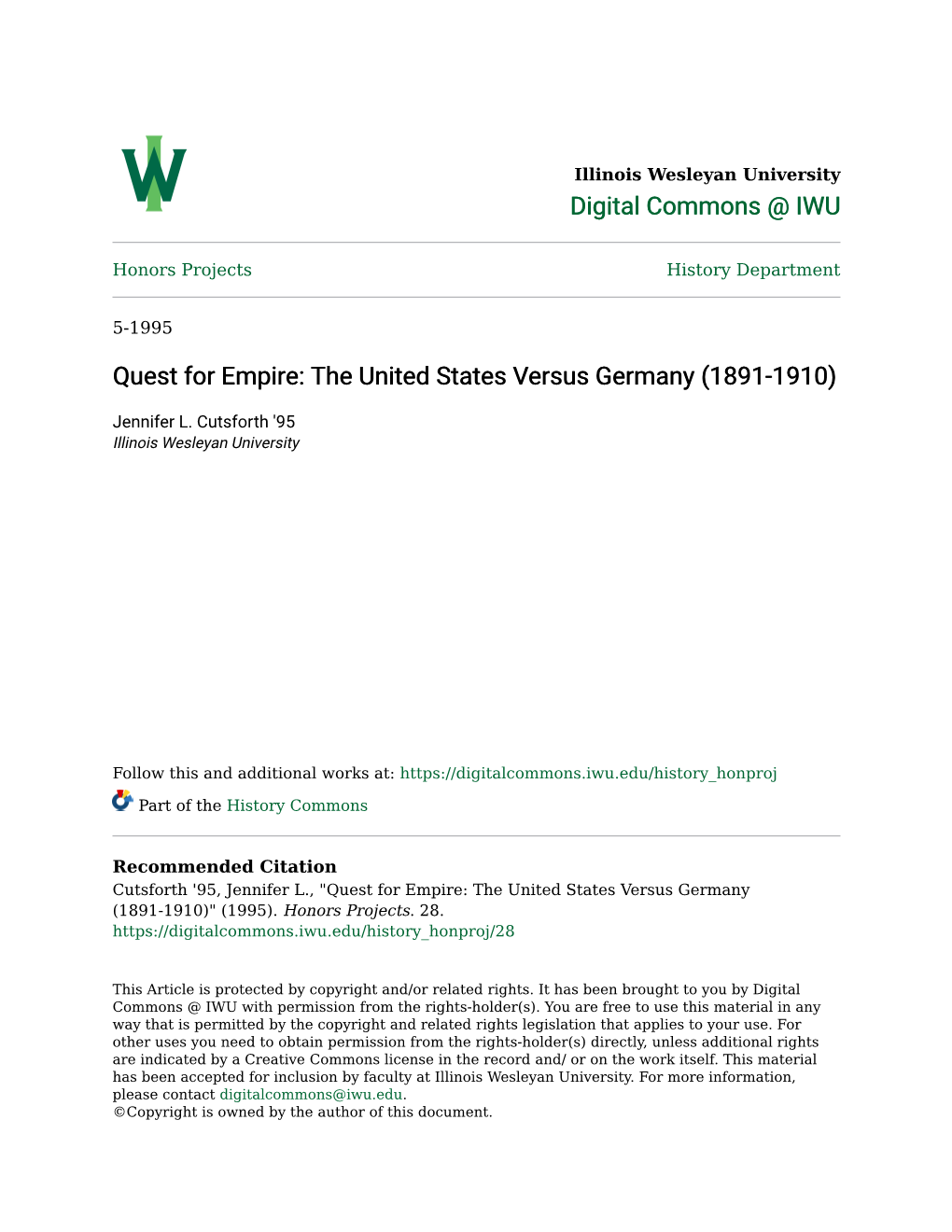 The United States Versus Germany (1891-1910)