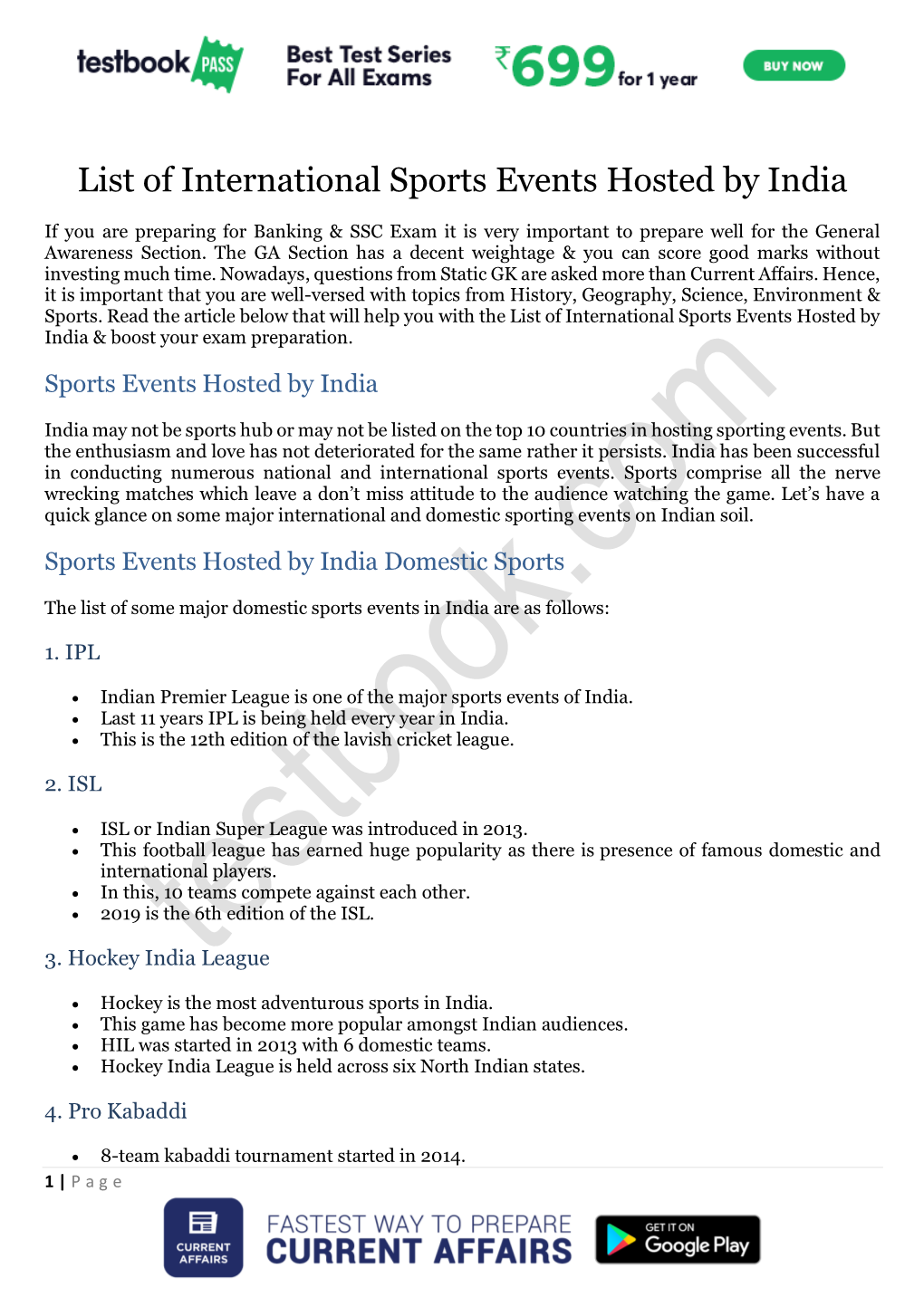 List of International Sports Events Hosted by India