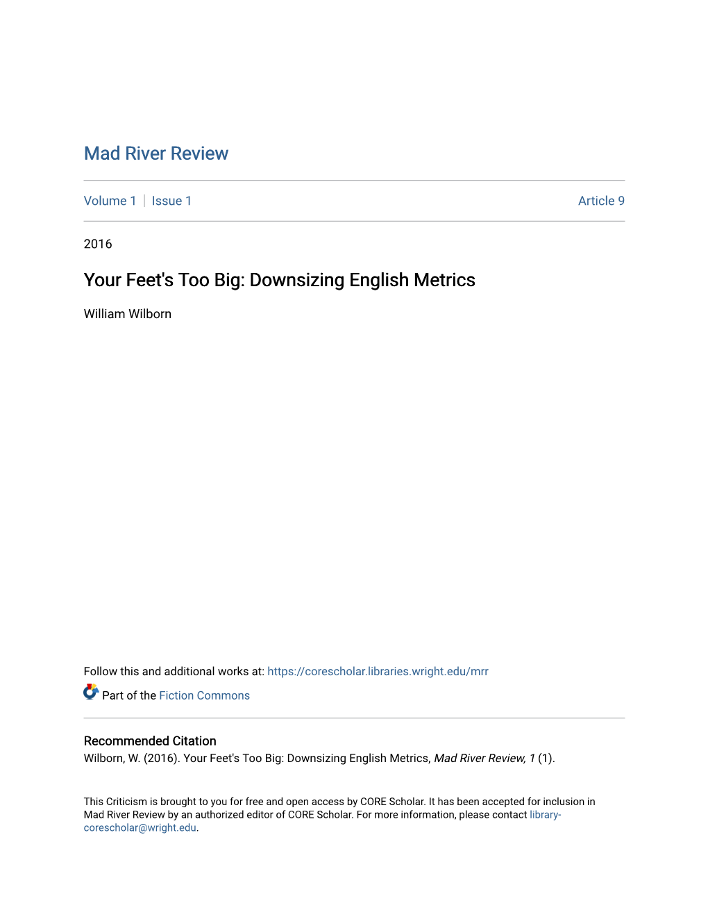 Your Feet's Too Big: Downsizing English Metrics