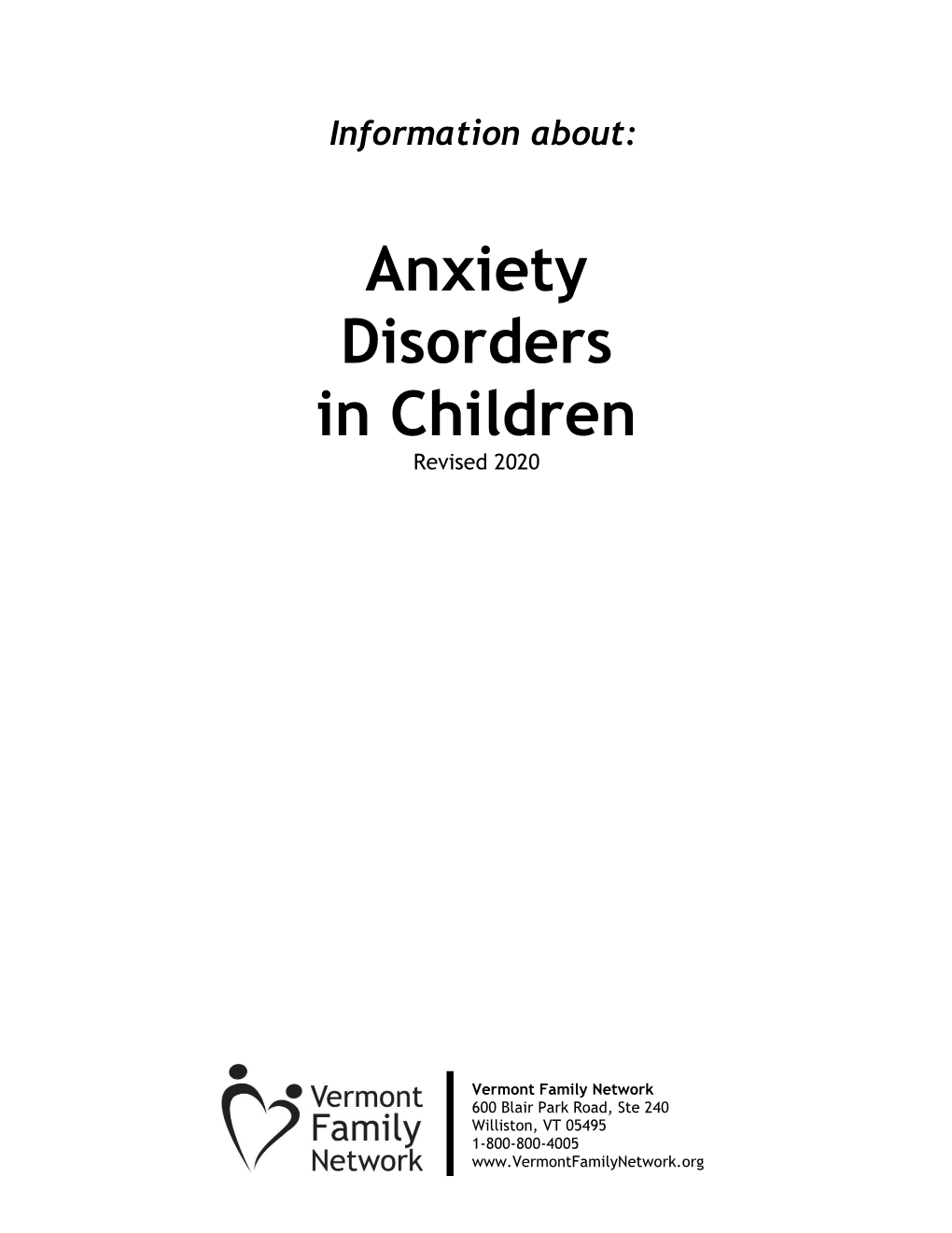 Anxiety Disorders in Children Revised 2020