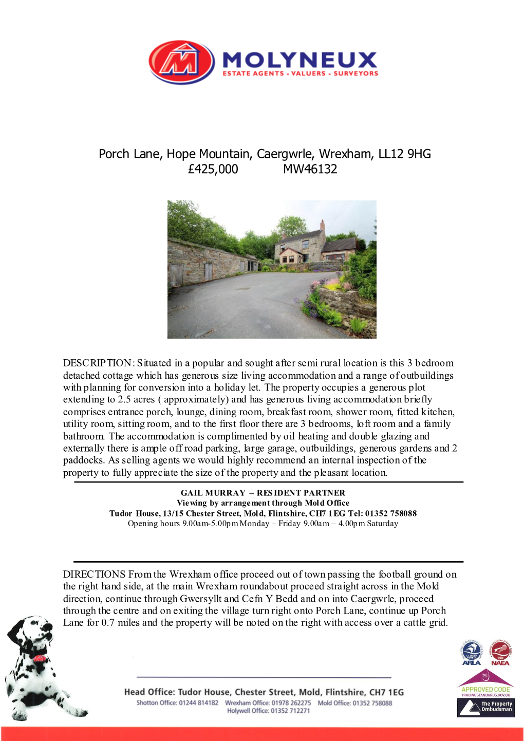 Porch Lane, Hope Mountain, Caergwrle, Wrexham, LL12 9HG £425,000 MW46132