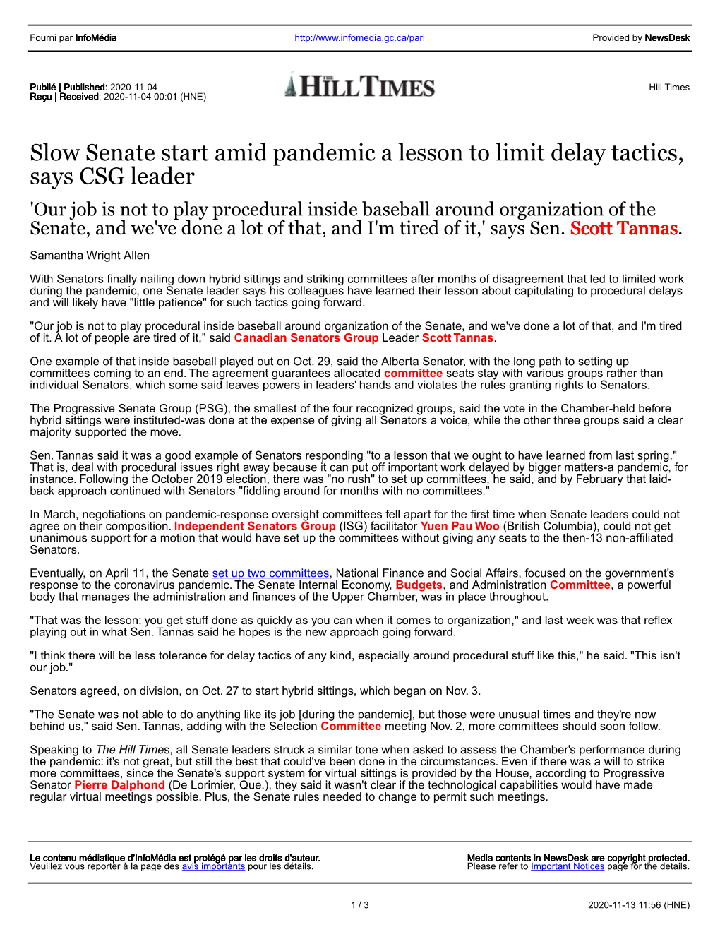 Slow Senate Start Amid Pandemic a Lesson to Limit Delay Tactics, Says