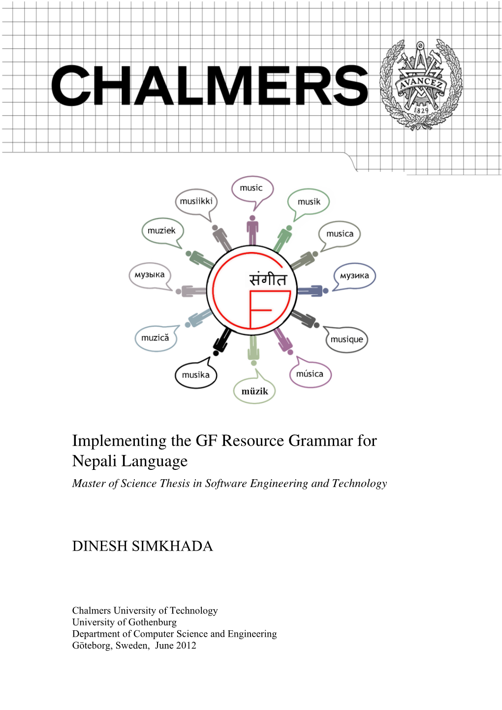 Implementing the GF Resource Grammar for Nepali Language Master of Science Thesis in Software Engineering and Technology