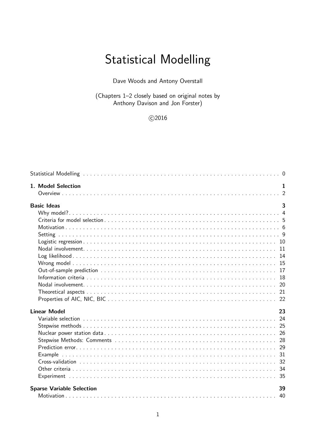 Statistical Modelling