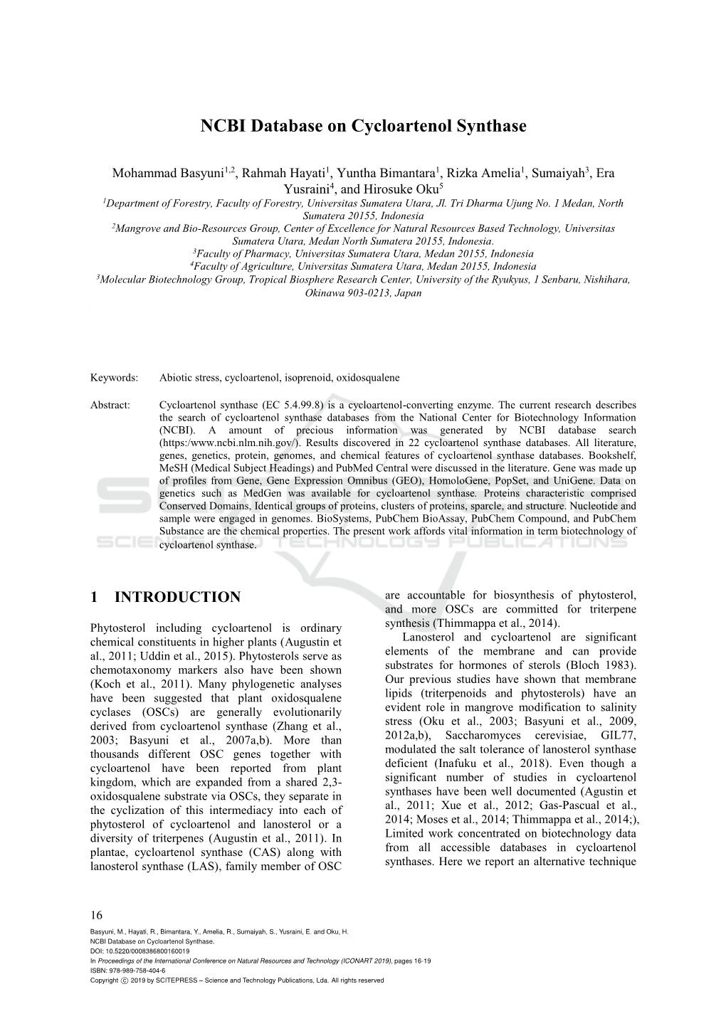 NCBI Database on Cycloartenol Synthase