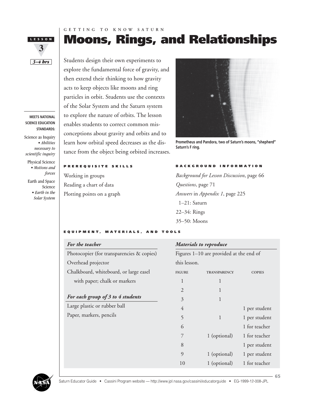 Lesson 3: Moons, Rings Relationships