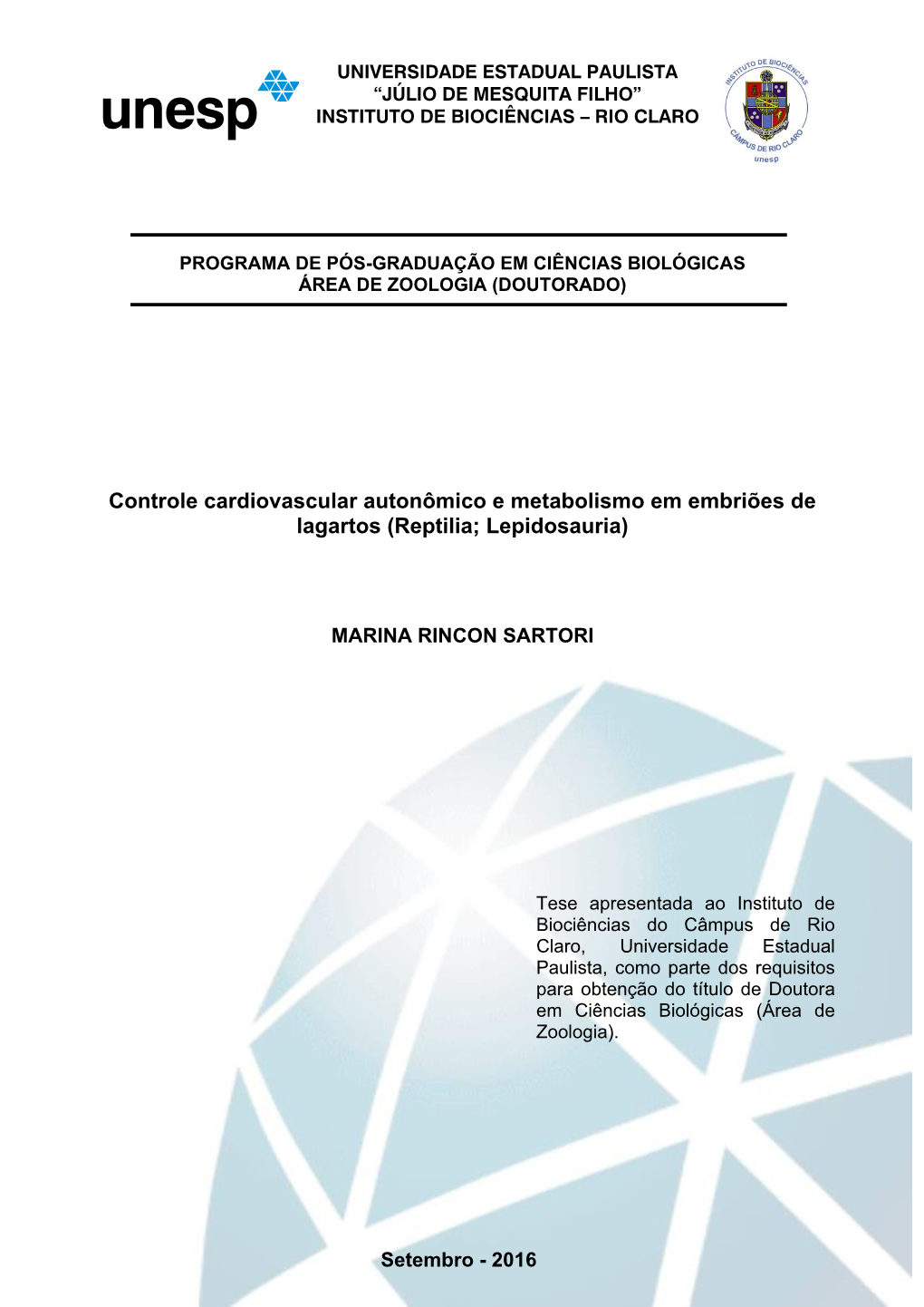 Controle Cardiovascular Autonômico E Metabolismo Em Embriões De Lagartos (Reptilia; Lepidosauria)