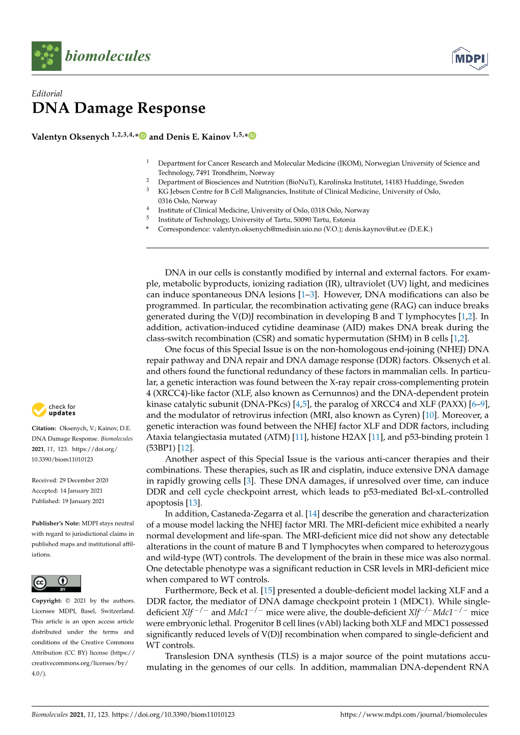 DNA Damage Response